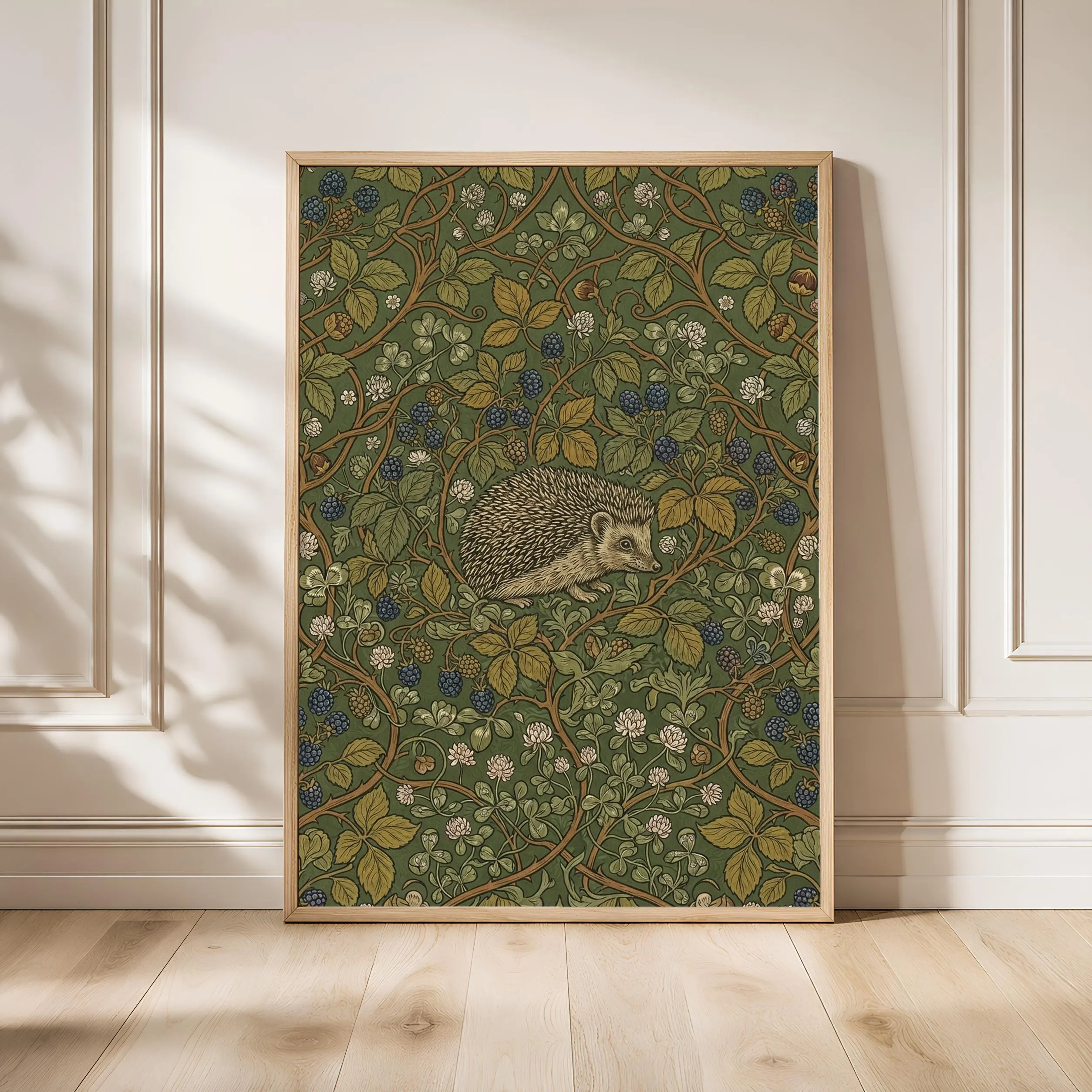 William Morris Style Print, Arts and Crafts Hedgehog Poster, Blackberry Bramble Wall Art, Kitchen Decor, Housewarming Gift – Calm Wall Art by Artsify