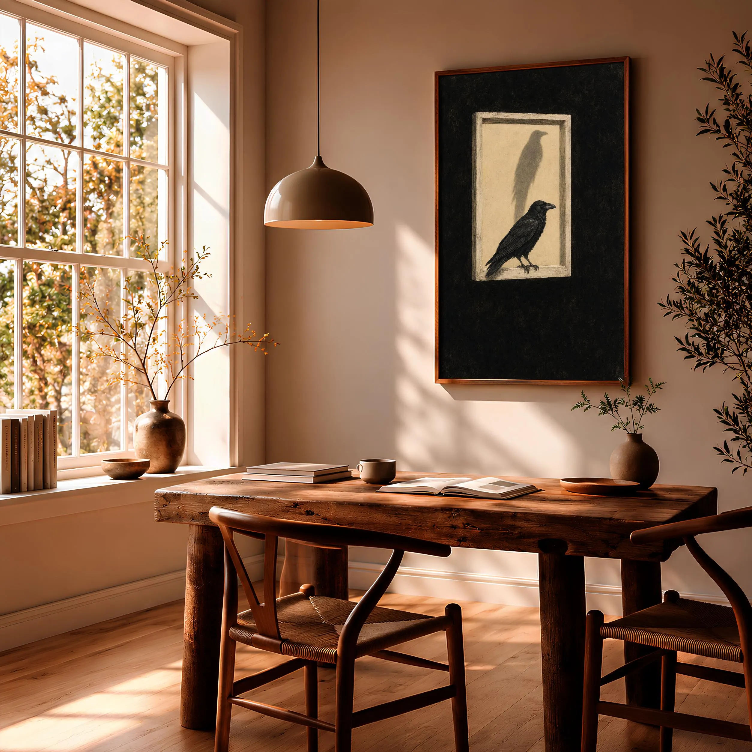 Surreal Raven Wall Art Print, Black Bird Window Poster, Dark Academia Decor, Minimalist Surreal Art, Housewarming Gift – Calm Wall Art by Artsify thumbnail 2