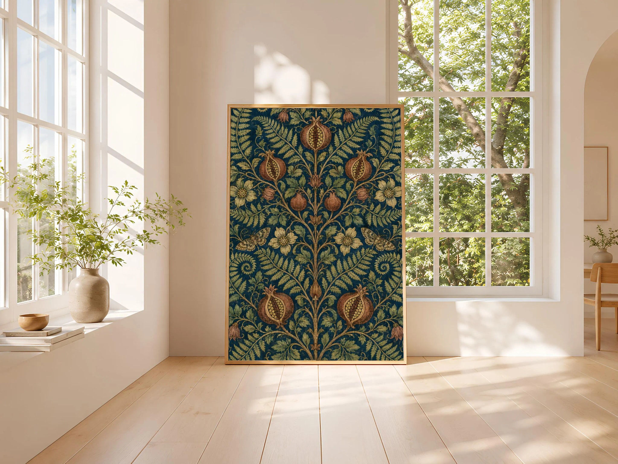 Pomegranate Botanical Print, Arts and Crafts Wall Art, William Morris Style Pattern Poster, Vintage Textile Decor, Housewarming Gift – Calm Wall Art by Artsify thumbnail 3