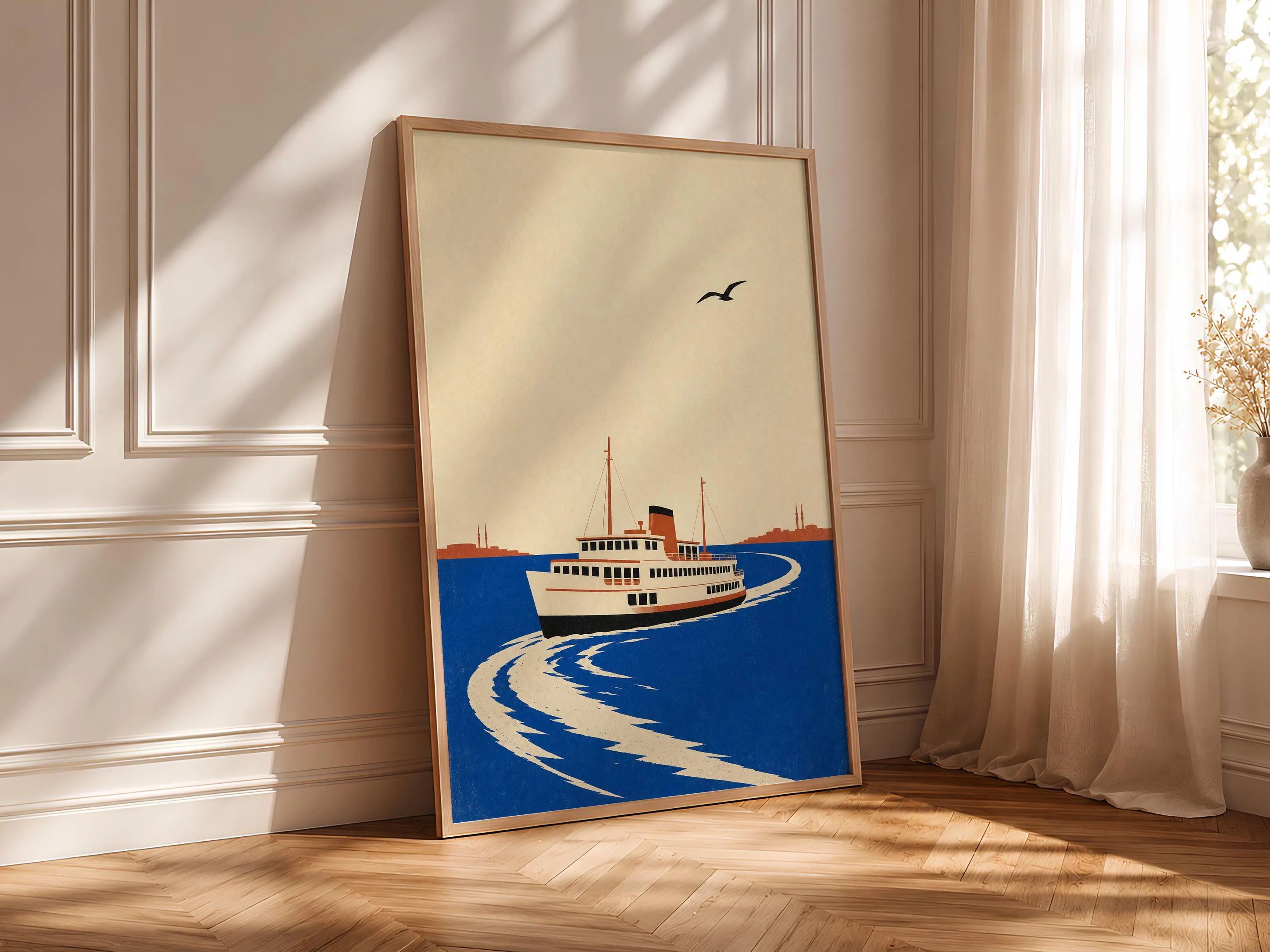 Istanbul Ferry Poster Print, Minimalist Travel Wall Art, Vintage City Poster, Turkish Wall Decor, Housewarming Gift – Calm Wall Art by Artsify thumbnail 4