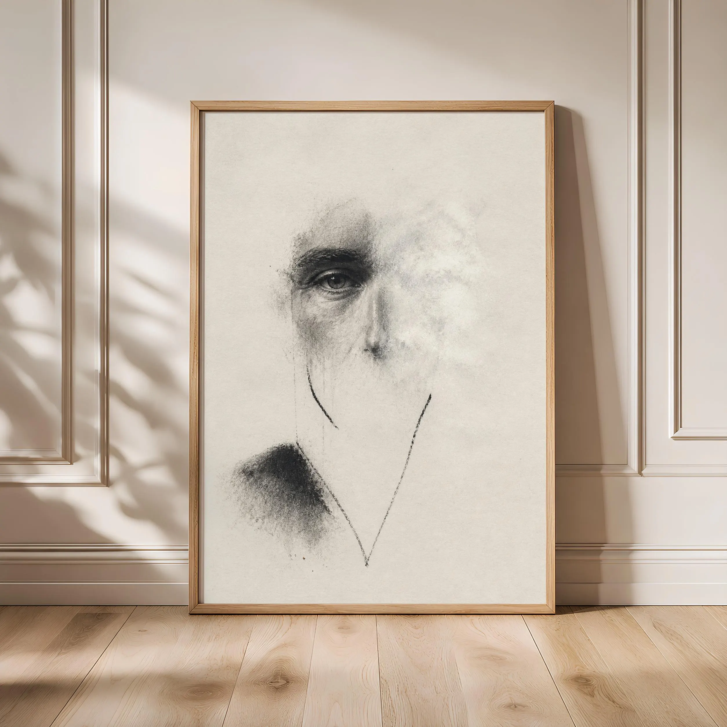 Minimalist Charcoal Portrait Print, Line Art Wall Art, Soft Grey Poster, Housewarming Gift – Calm Wall Art by Artsify