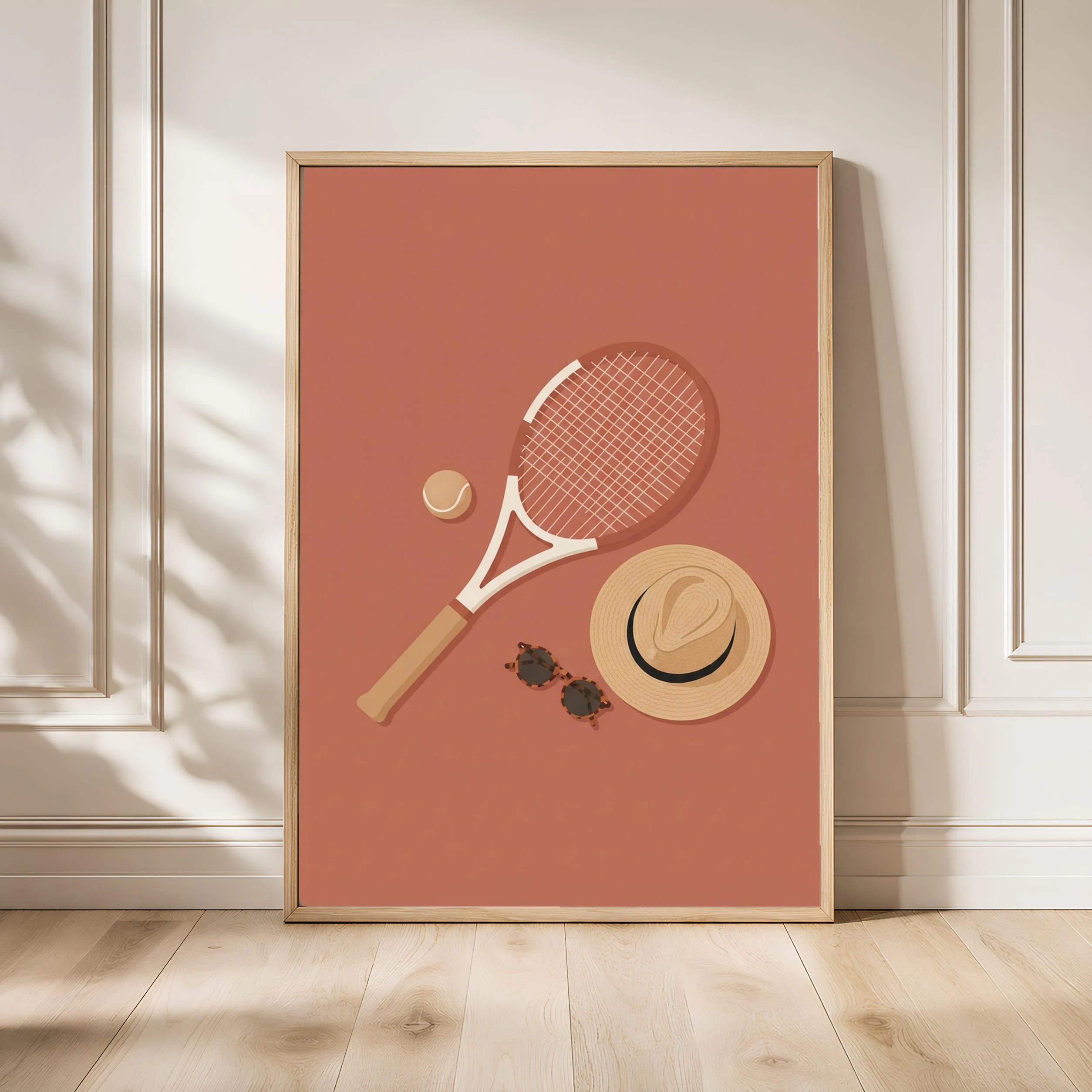 Tennis Club Print, Preppy Japandi Poster, Clay Red Wall Art, Tennis Gift, Housewarming Gift – Calm Wall Art by Artsify