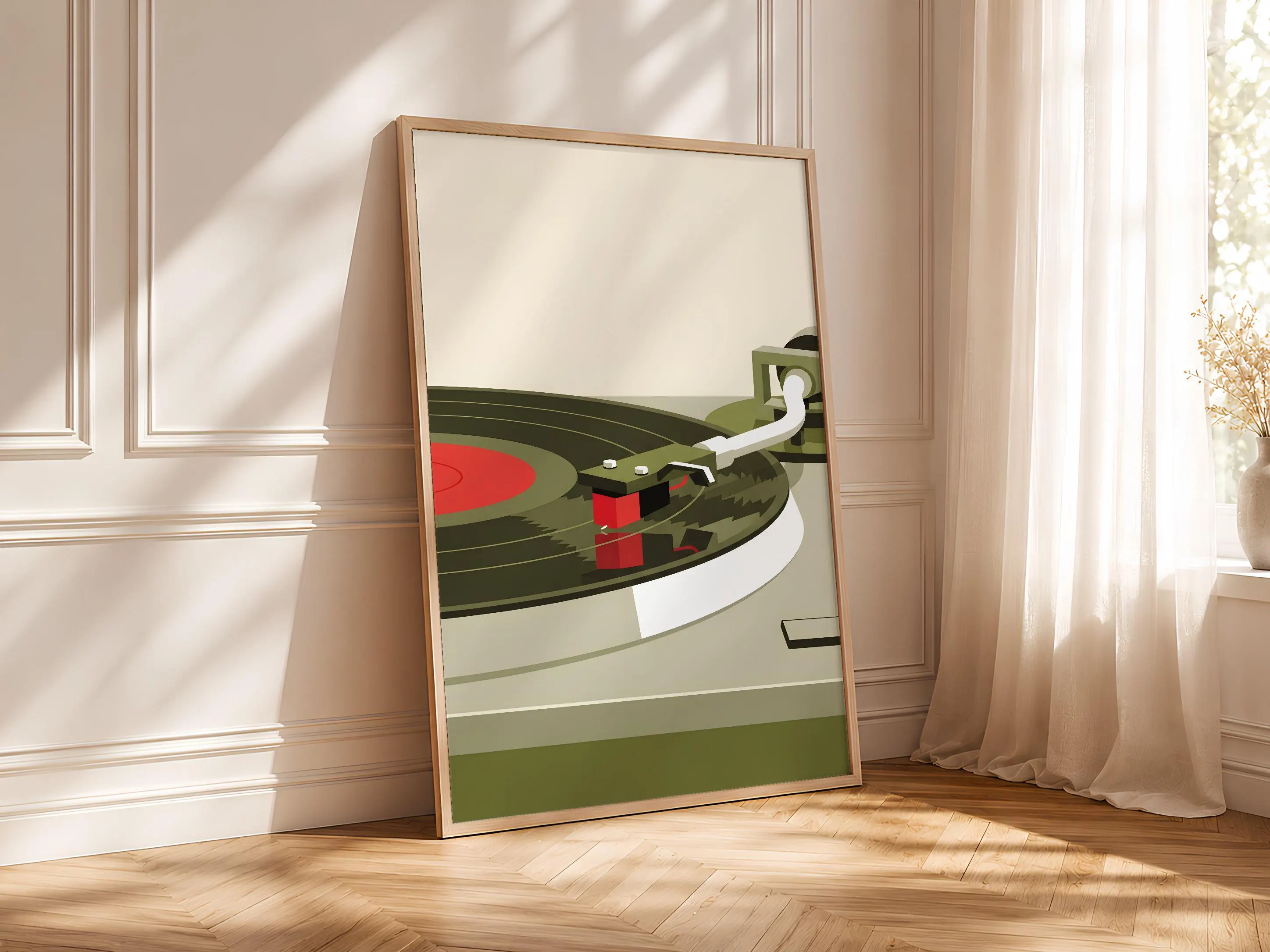 Turntable Needle Print, Japandi Vinyl Macro Poster, Red Record Wall Art, Studio Office Decor, Housewarming Gift – Calm Wall Art by Artsify thumbnail 4