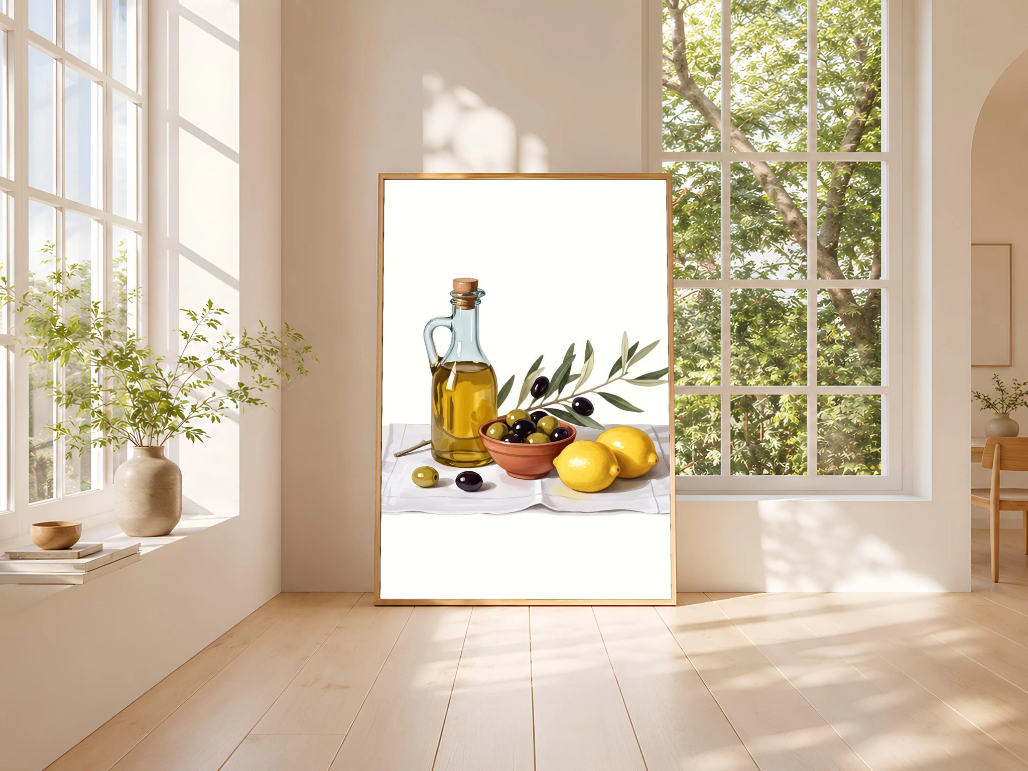 Mediterranean Olive Print, Olive Oil Still Life Poster, Rustic Kitchen Wall Art, Mediterranean Decor, Housewarming Gift – Calm Wall Art by Artsify thumbnail 3