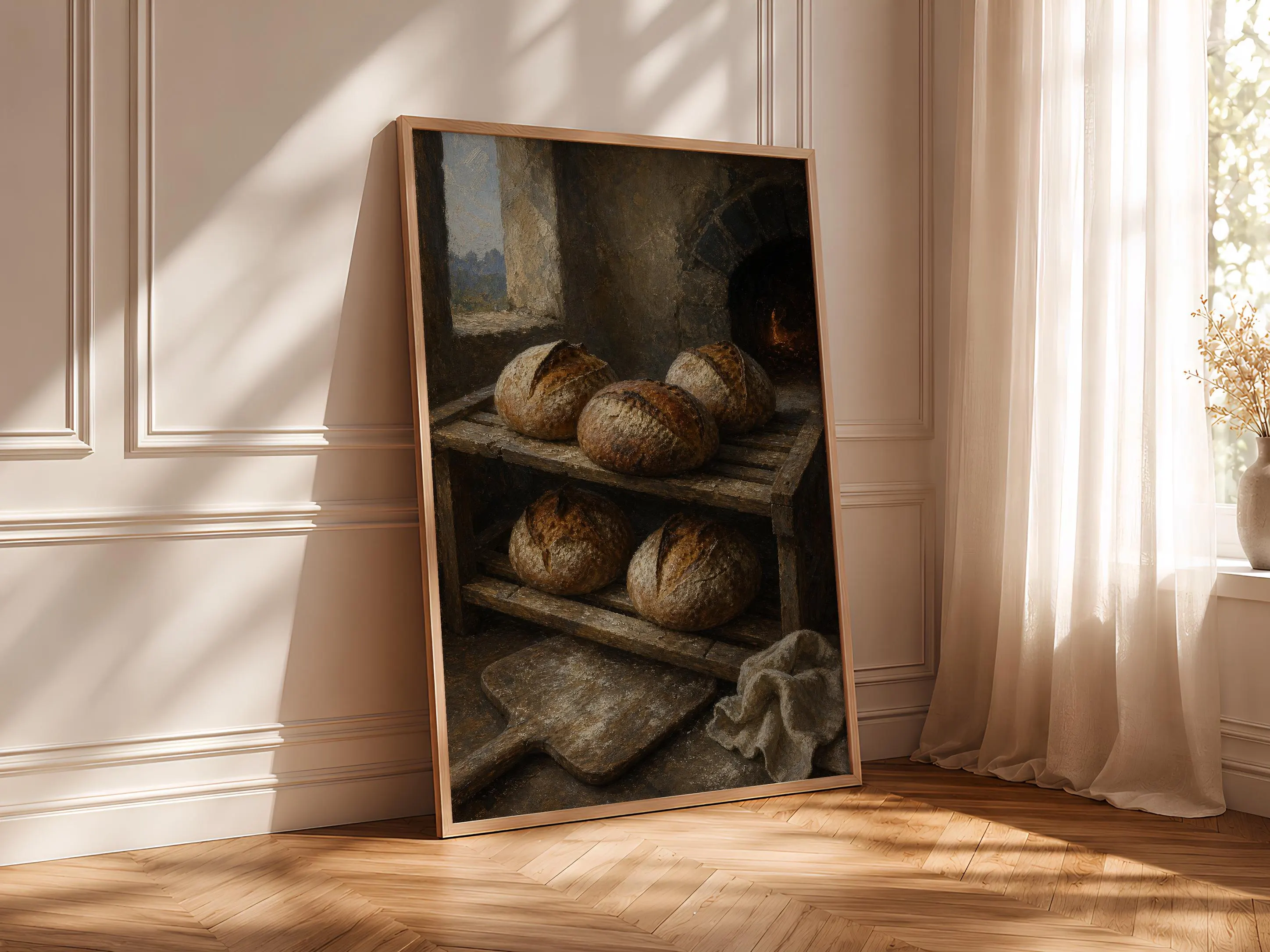 Sourdough Bread Painting Print, Vintage Bakery Wall Art, Stone Oven Poster, Rustic Kitchen Decor, Housewarming Gift – Calm Wall Art by Artsify thumbnail 4