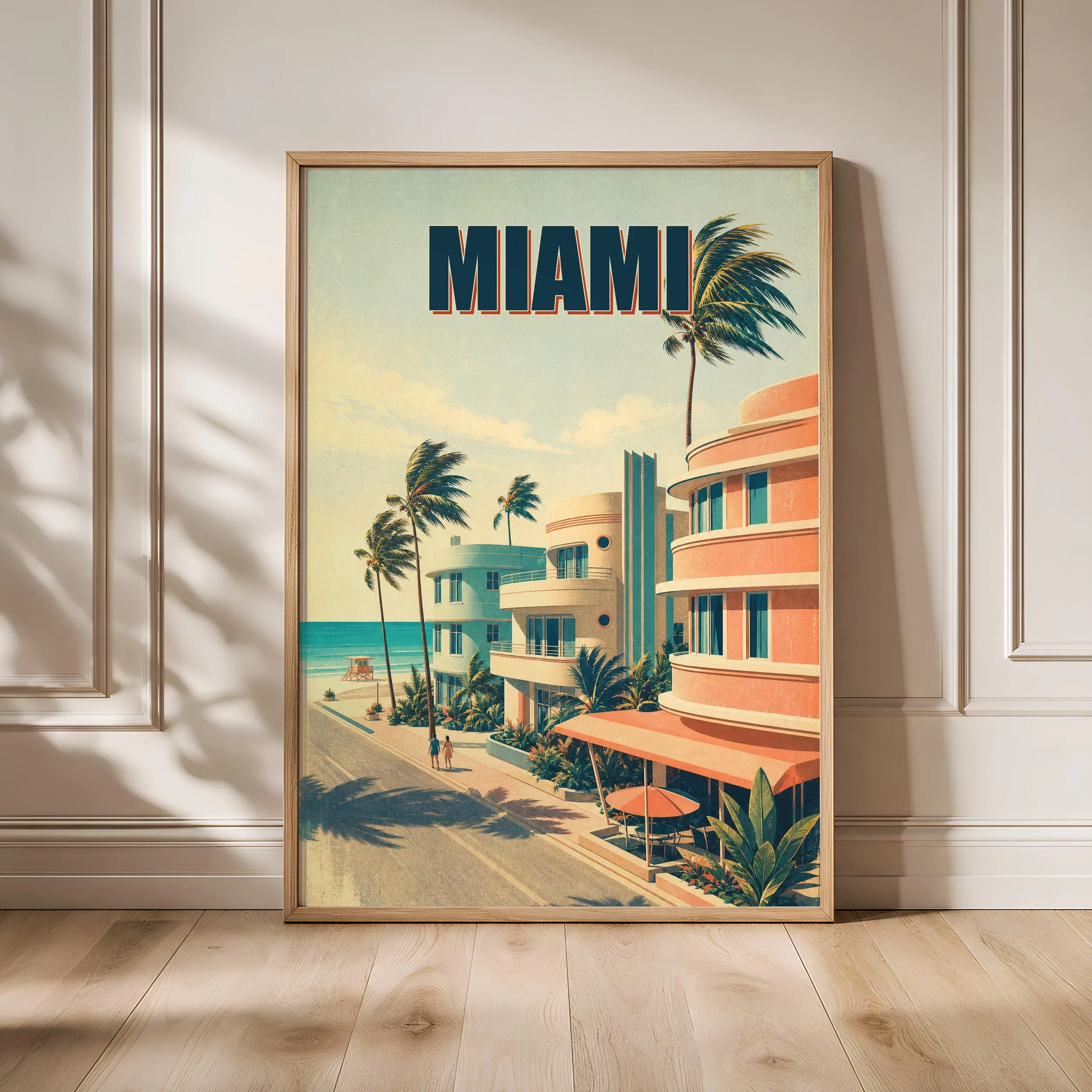 Miami Travel Poster Print, Vintage Skyline Wall Art, Bold Typography Poster, City Name Wall Decor, Housewarming Gift – Calm Wall Art by Artsify