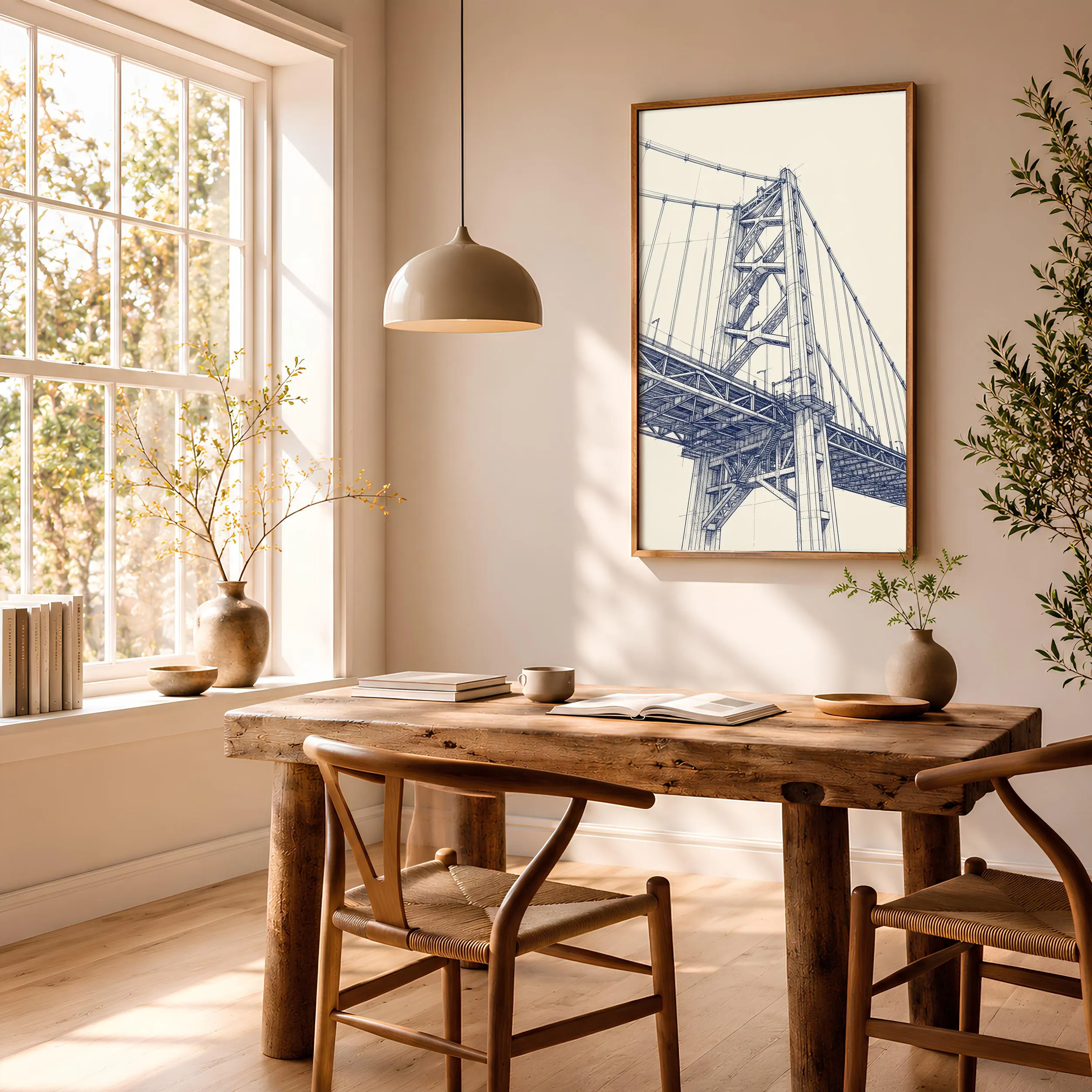 Suspension Bridge Line Art Print, Architectural Ink Sketch, Modern Poster, Office Decor, Housewarming Gift – Calm Wall Art by Artsify thumbnail 2