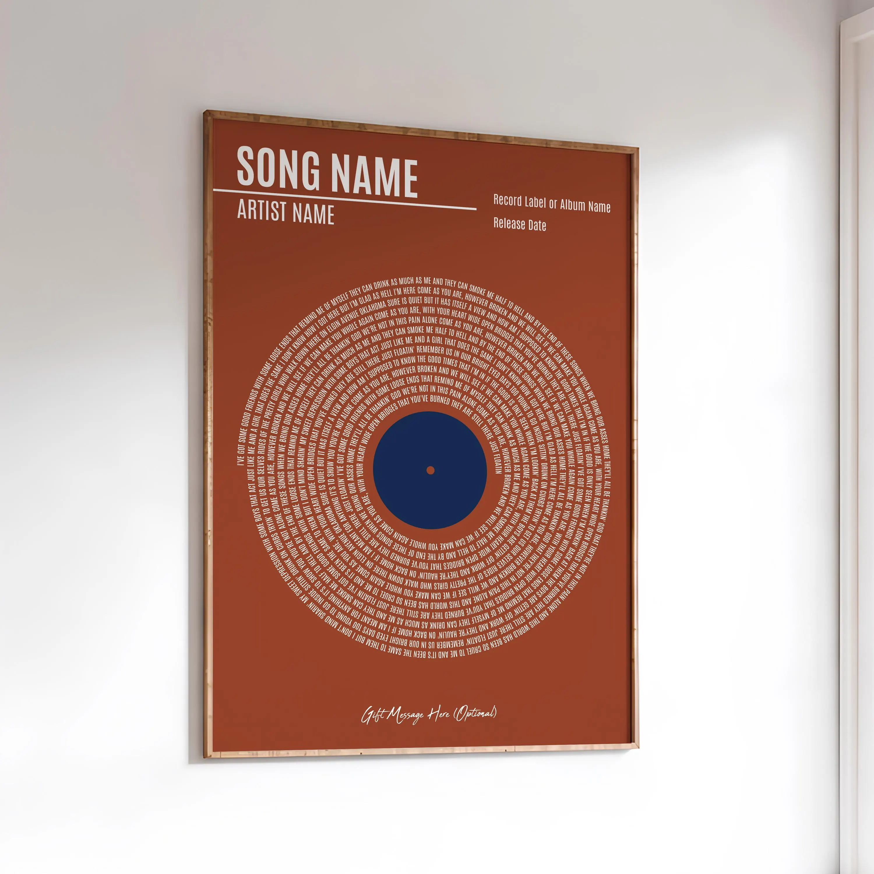 Custom Vinyl Lyrics Print, Personalised Music Poster, Customizable Music Gift, Anniversary Gift, Wedding Song Dance, Valentine's Gift – Calm Wall Art by Artsify thumbnail 2