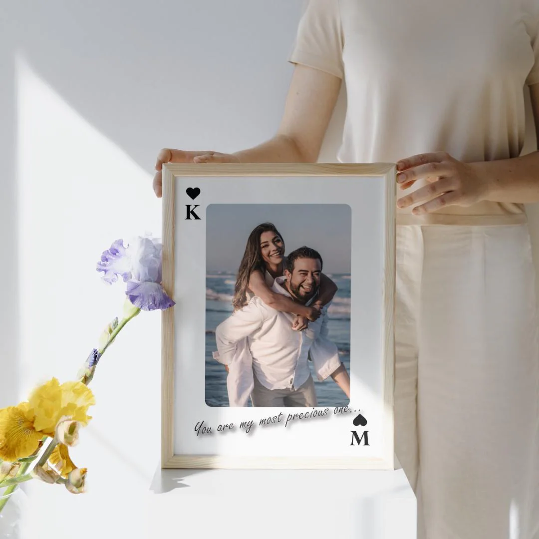 Custom Couple Photo Playing Card Poster, Personalized Valentine Gift, Romantic Wall Art , Anniversary Gift for Couples, Minimal Love Print – Calm Wall Art by Artsify thumbnail 4