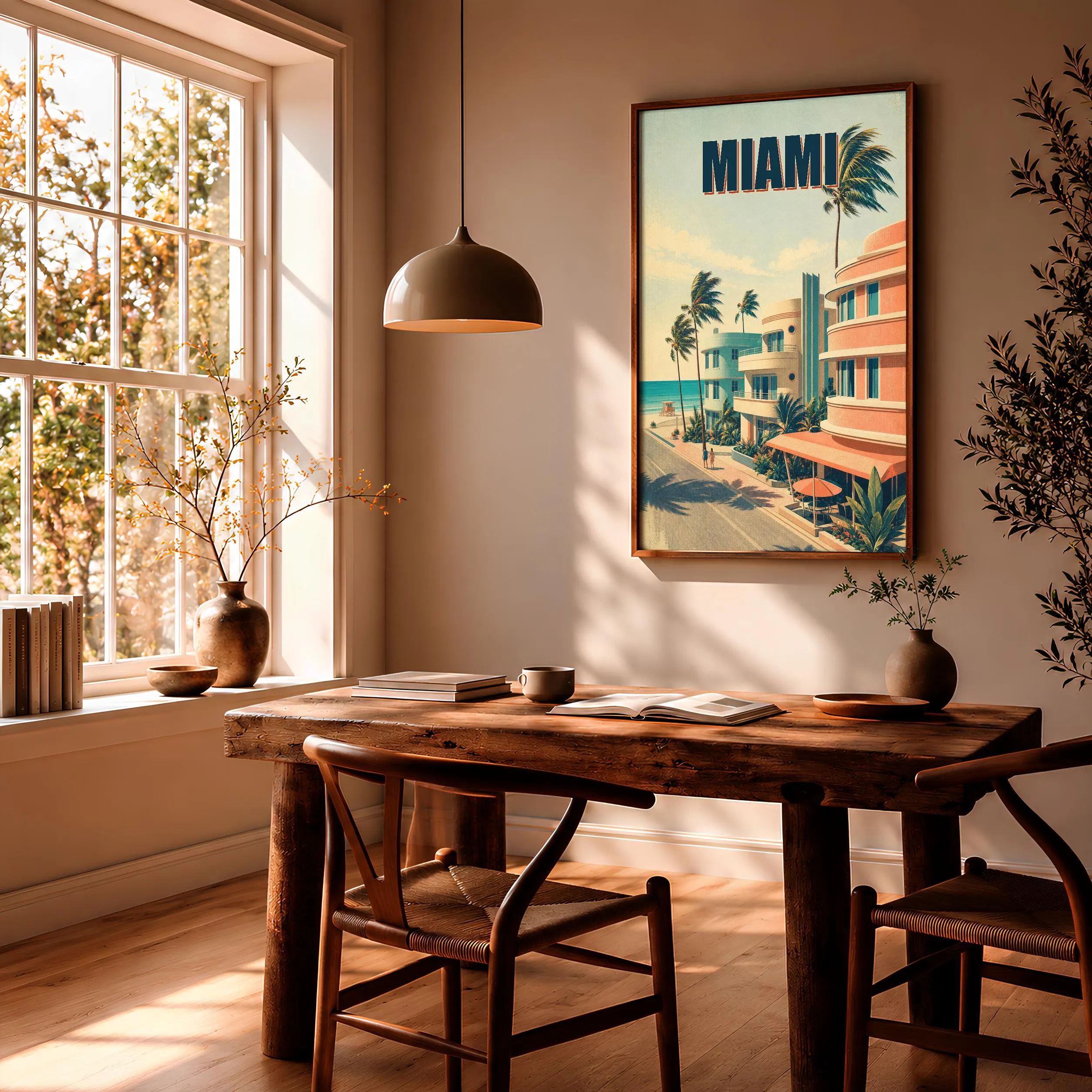 Miami Travel Poster Print, Vintage Skyline Wall Art, Bold Typography Poster, City Name Wall Decor, Housewarming Gift – Calm Wall Art by Artsify thumbnail 2