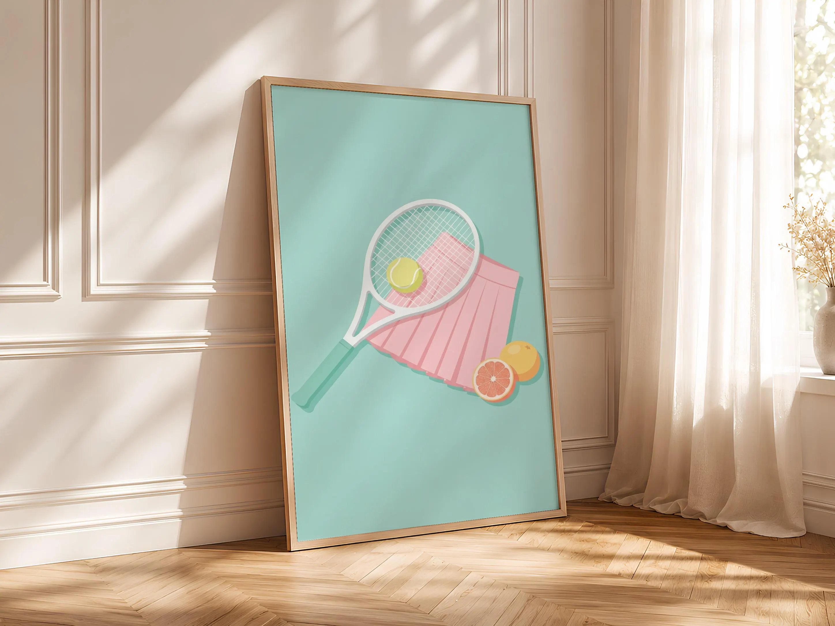Tennis Skirt Print, Preppy Japandi Poster, Pastel Pink Wall Art, Tennis Gift, Housewarming Gift – Calm Wall Art by Artsify thumbnail 4