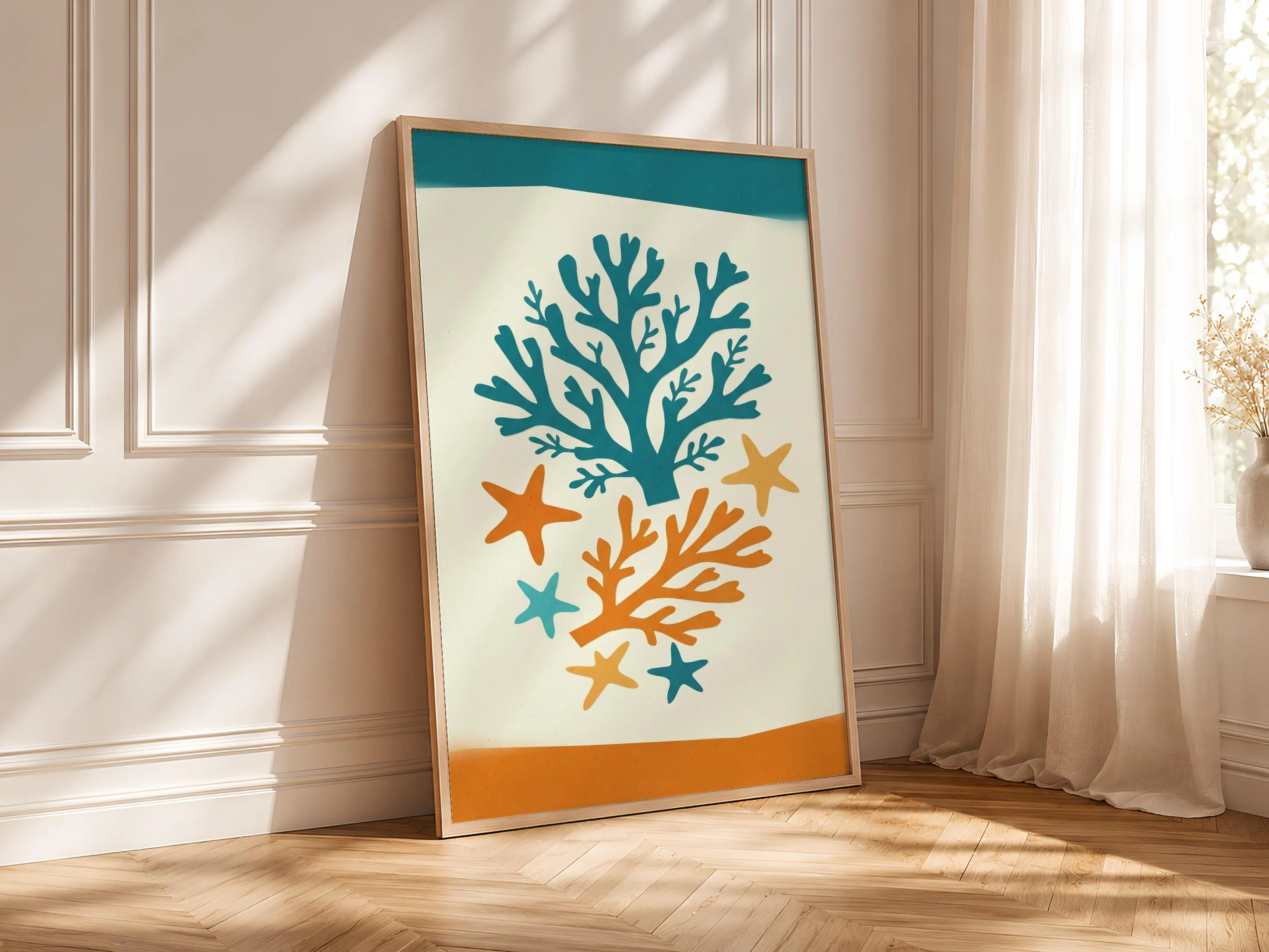 Matisse Style Wall Art, Coral Reef Collage Poster, Ocean Cut Paper Print, Bathroom Decor, Housewarming Gift – Calm Wall Art by Artsify thumbnail 4