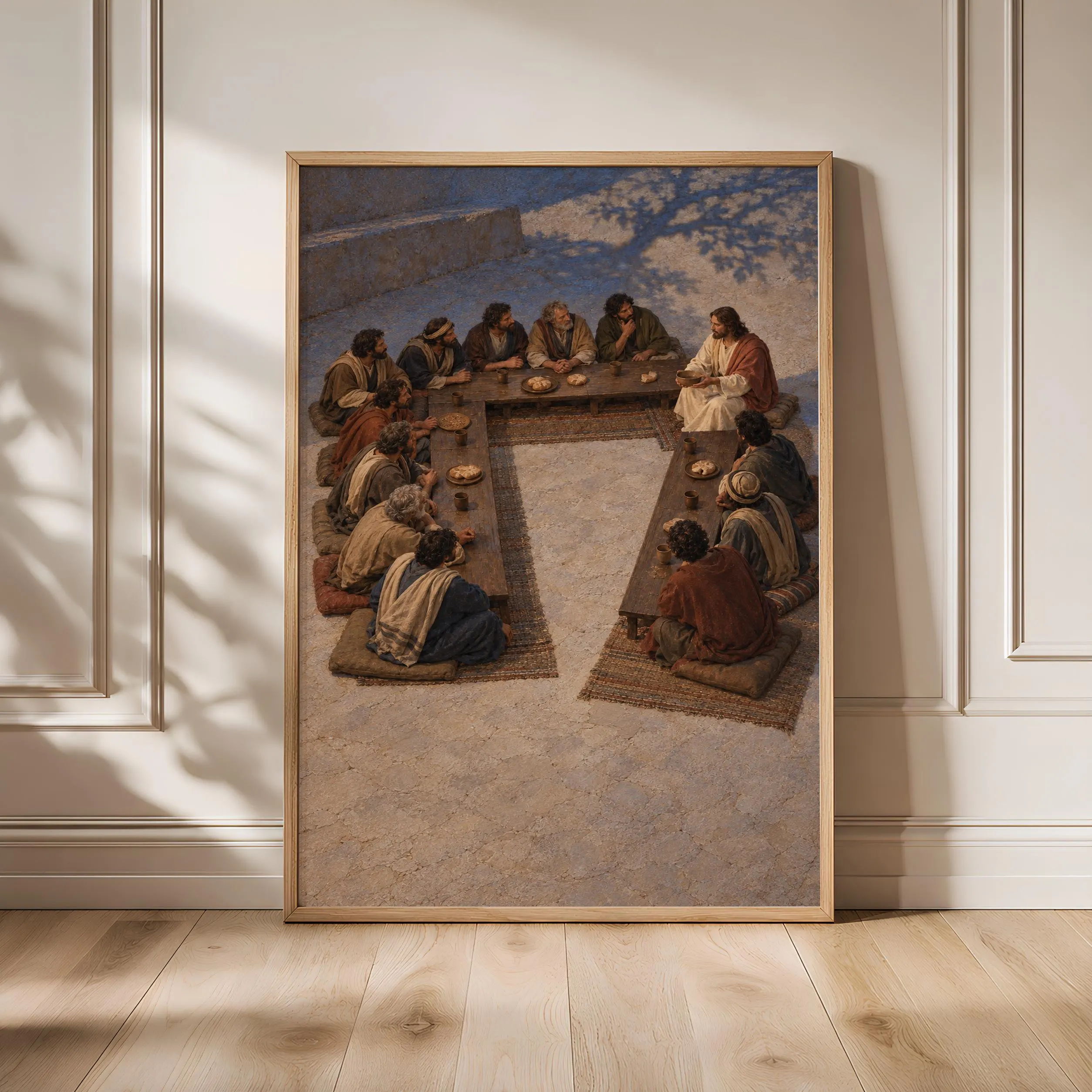 Modern Last Supper Wall Art, Blue Christian Painting, Prayer Room Decor – Calm Wall Art by Artsify
