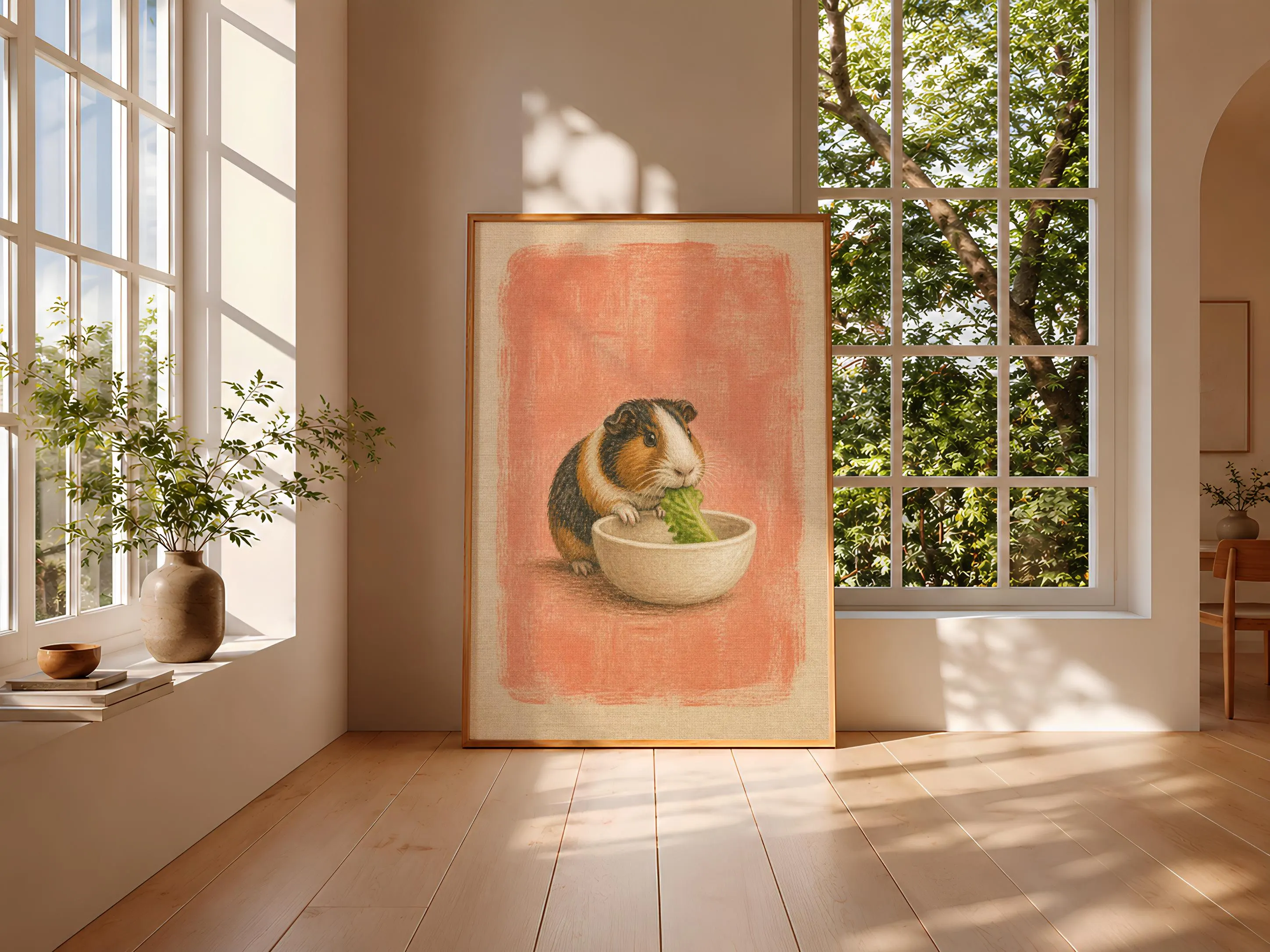 Funny Guinea Pig Kitchen Art, Salad Bowl Pet, Minimalist Cavy Print – Calm Wall Art by Artsify thumbnail 3