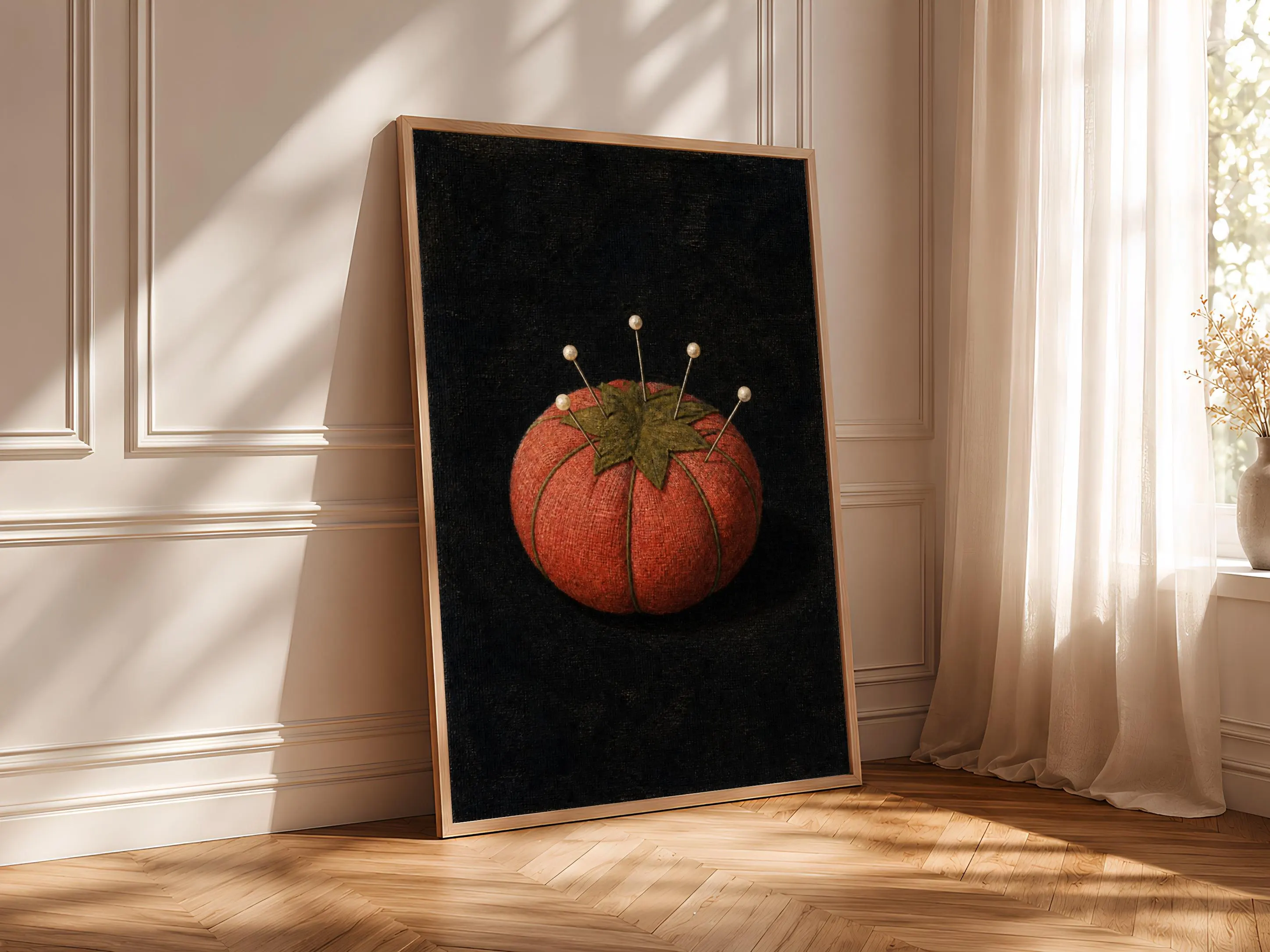 Tomato Pincushion Wall Art, Coral Sewing Room Still Life Print – Calm Wall Art by Artsify thumbnail 4