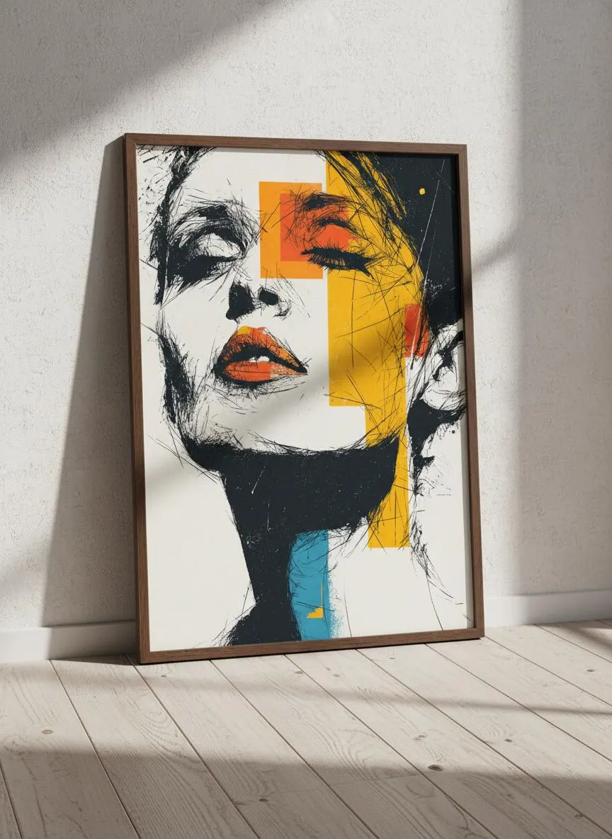 Abstract Face Art Print, Modern Geometric Portrait, Minimalist Home Decor – Calm Wall Art by Artsify thumbnail 3