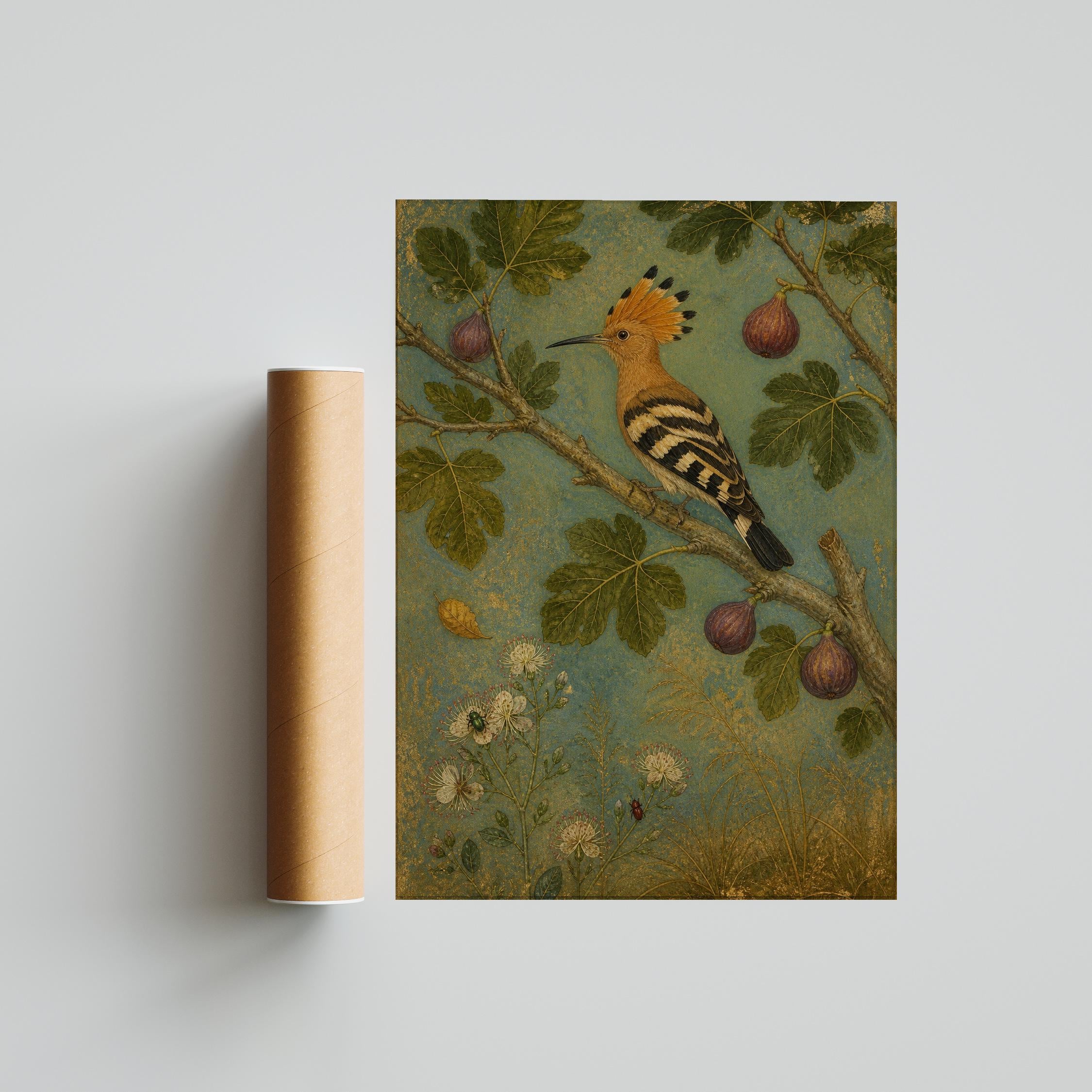 Hoopoe Bird Wall Art, Persian Miniature Inspired Painting, Fig Garden Print, Housewarming Gift – Calm Wall Art by Artsify thumbnail 5