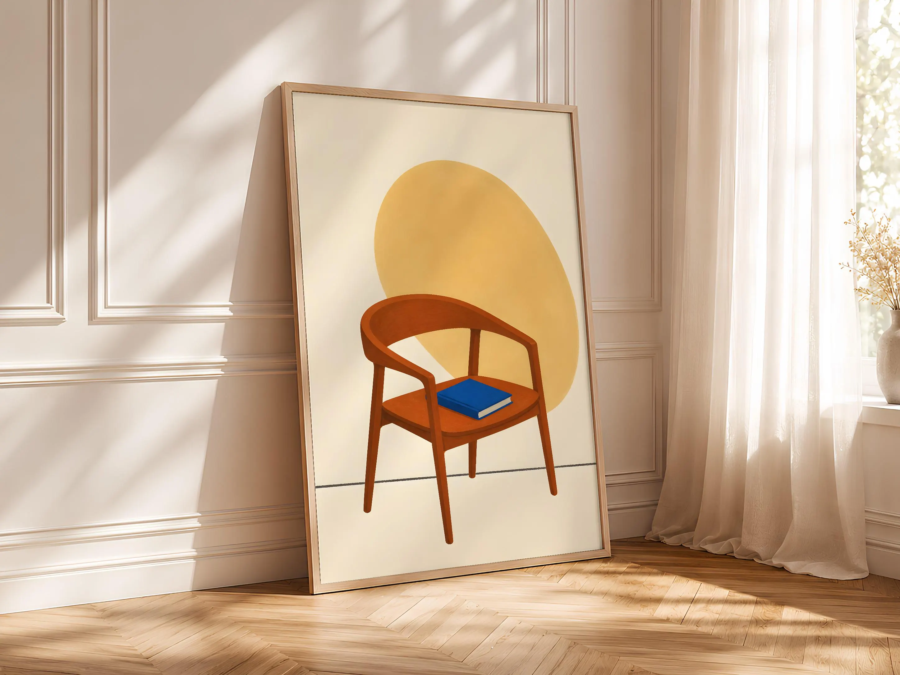 Mid Century Chair Print, Minimalist Reading Wall Art, Book Lover Poster, Cozy Living Room Decor, Housewarming Gift – Calm Wall Art by Artsify thumbnail 4