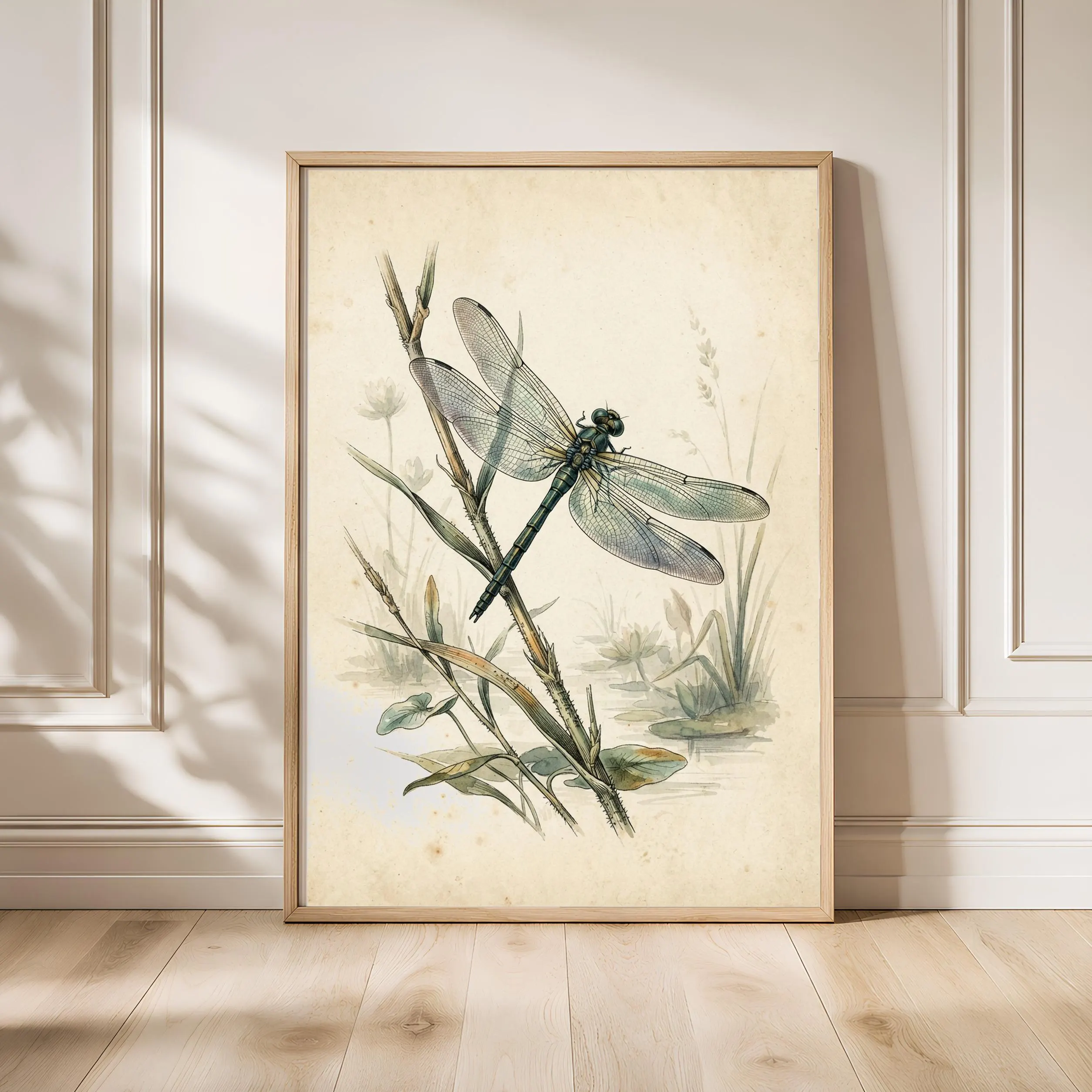 Dragonfly Print, Vintage Botanical Poster, Teal Wall Art, Cottagecore Decor, Housewarming Gift – Calm Wall Art by Artsify