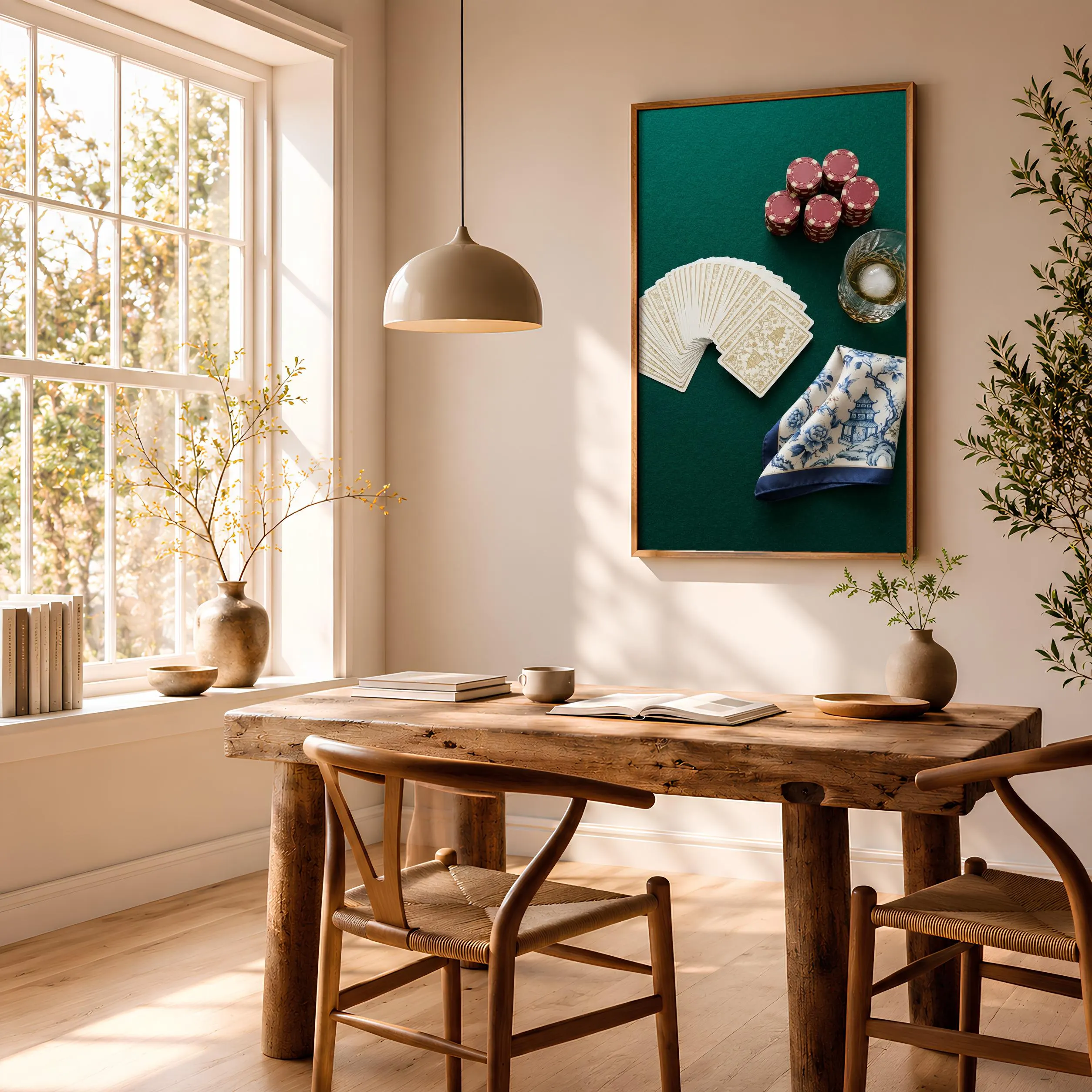 Poker Chips Still Life Print, Chinoiserie Game Room Poster, Emerald Wall Art, Housewarming Gift – Calm Wall Art by Artsify thumbnail 2