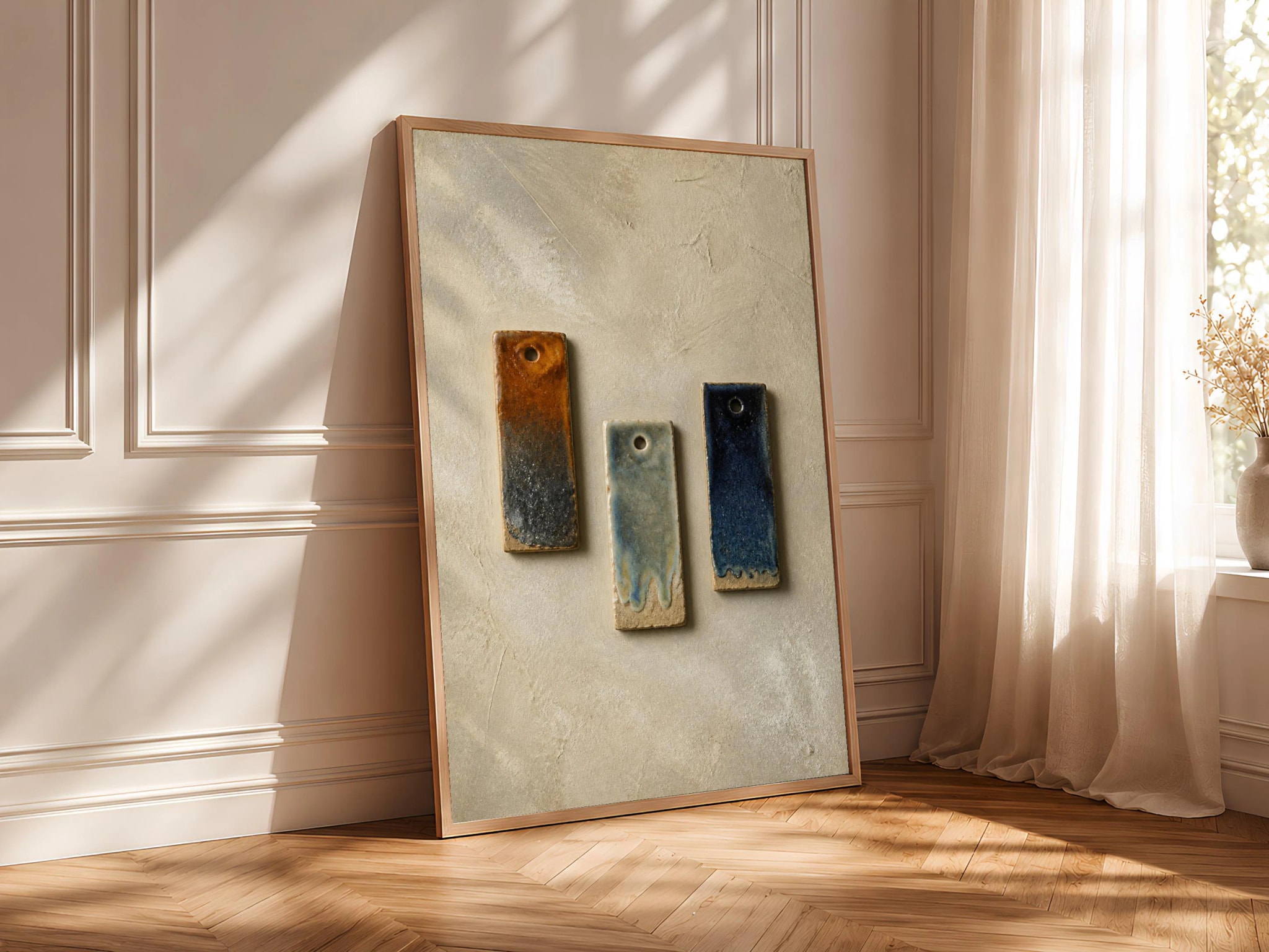 Ceramic Glaze Test Tile Wall Art, Cobalt Celadon Studio Print – Calm Wall Art by Artsify thumbnail 4