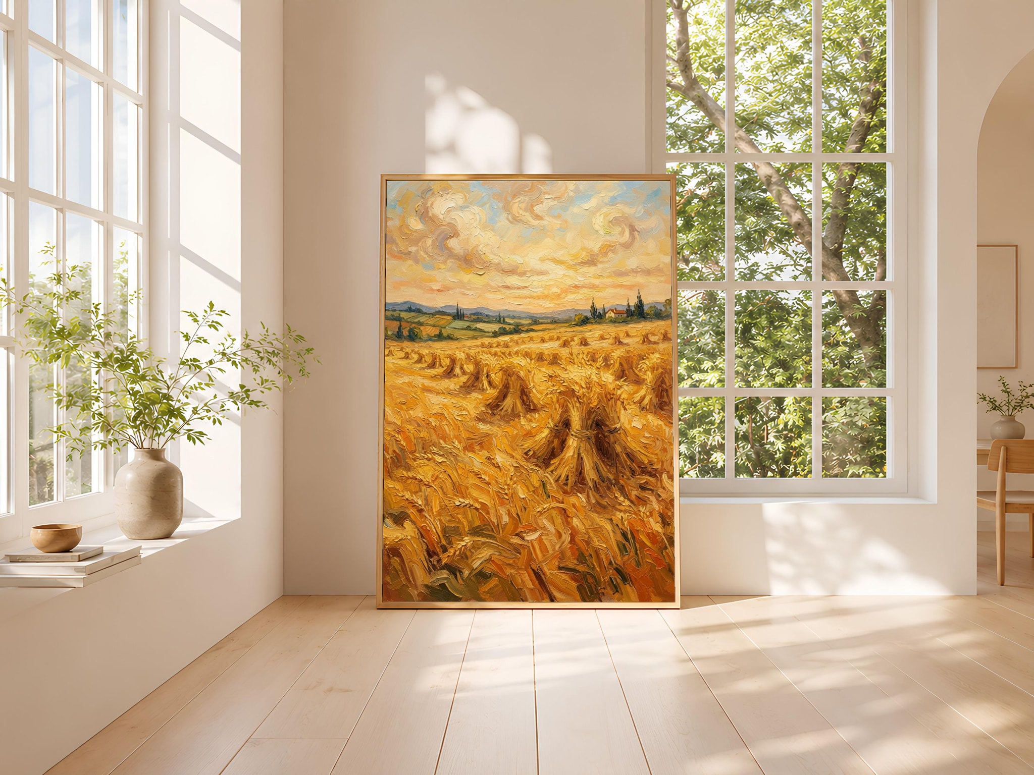 Van Gogh Style Wheat Field Print, Post Impressionist Harvest Poster, Golden Sheaves Wall Art, Kitchen Decor, Housewarming Gift – Calm Wall Art by Artsify thumbnail 3