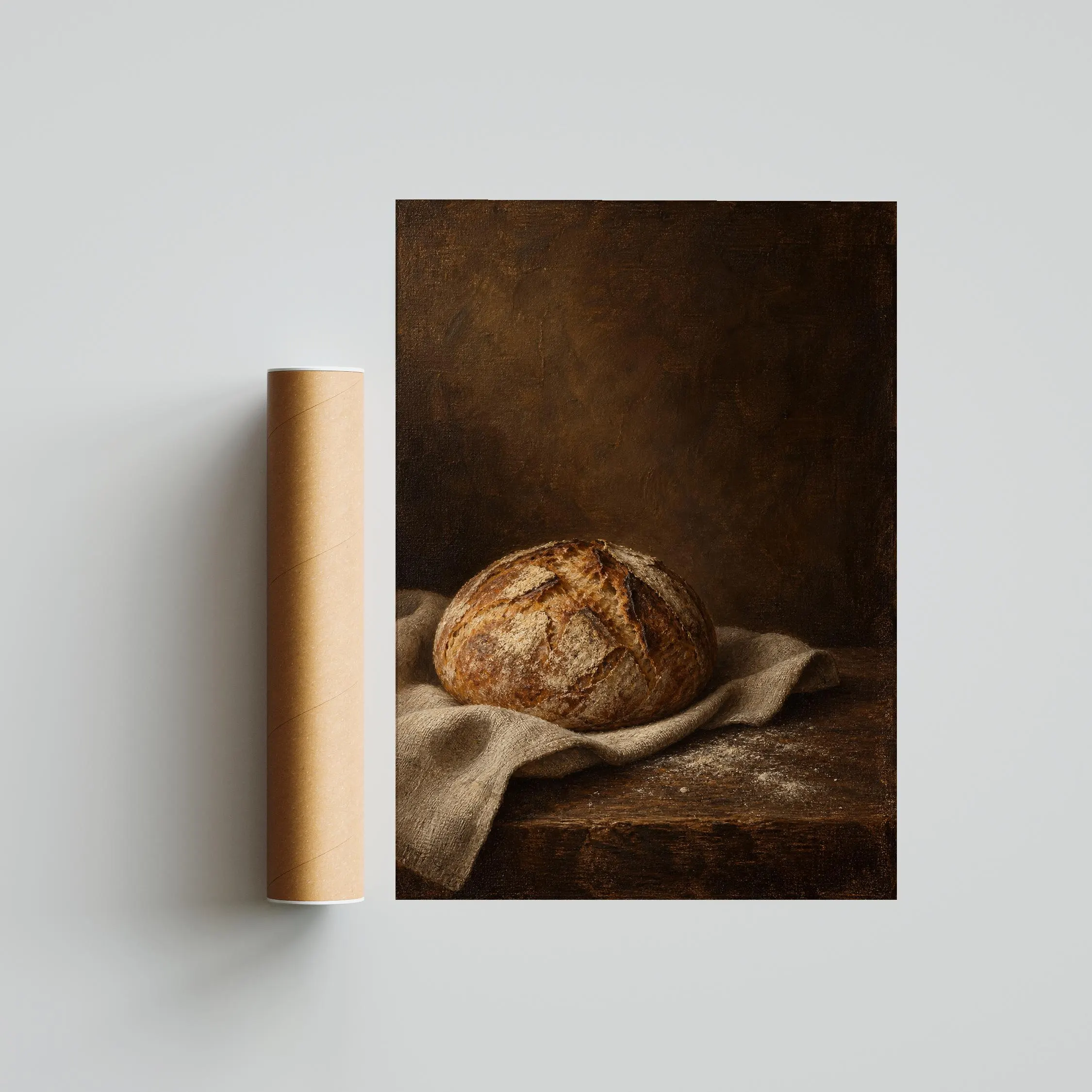 Moody Sourdough Wall Art, Dark Bread Still Life Oil Painting, Farmhouse Decor – Calm Wall Art by Artsify thumbnail 5