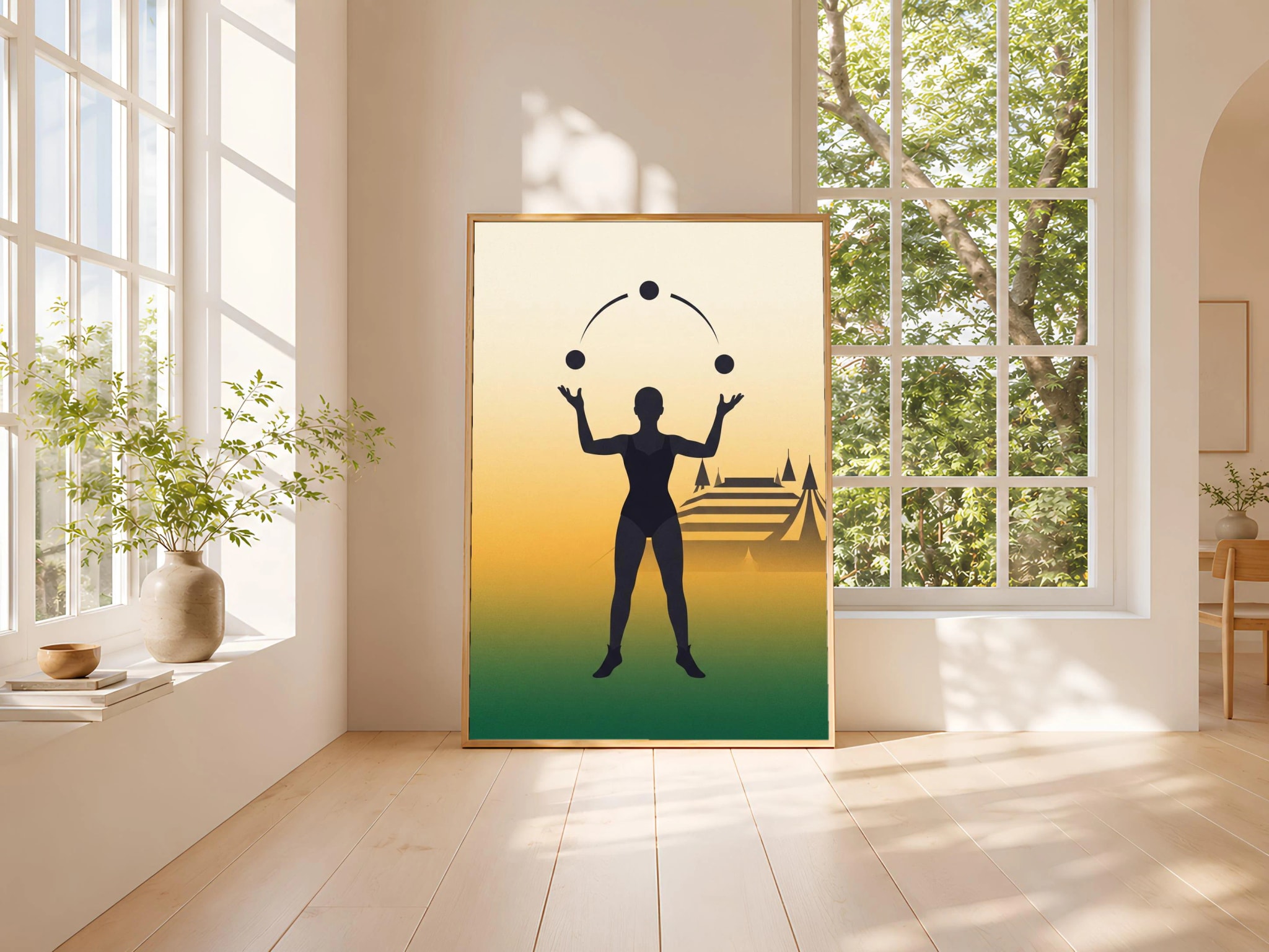 Circus Juggler Print, Retro Big Top Poster, Forest Green Wall Art, Playroom Decor, Housewarming Gift – Calm Wall Art by Artsify thumbnail 3