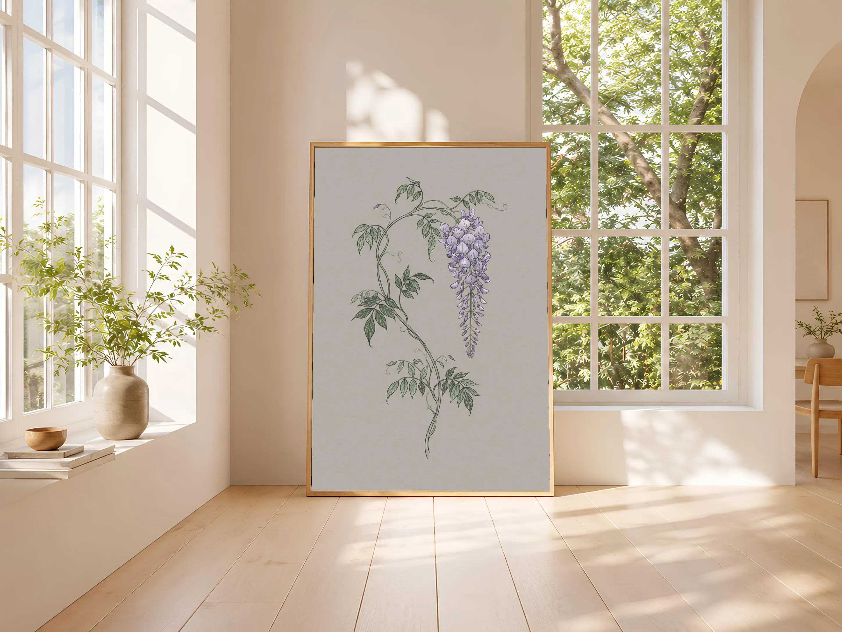 William Morris Wisteria Print, Arts and Crafts Botanical Line Art, Minimal Flower Poster, Kitchen Decor, Housewarming Gift – Calm Wall Art by Artsify thumbnail 3