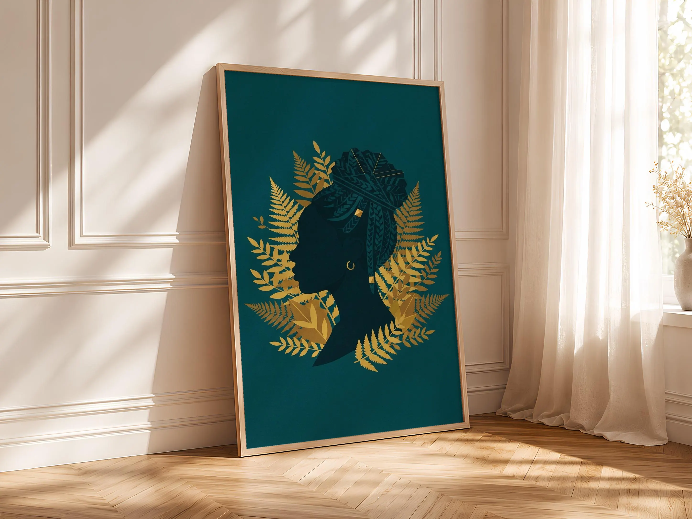 Box Braids Wall Art, Afrocentric Silhouette Poster, Fern Botanical Print, Bedroom Decor, Housewarming Gift – Calm Wall Art by Artsify thumbnail 4