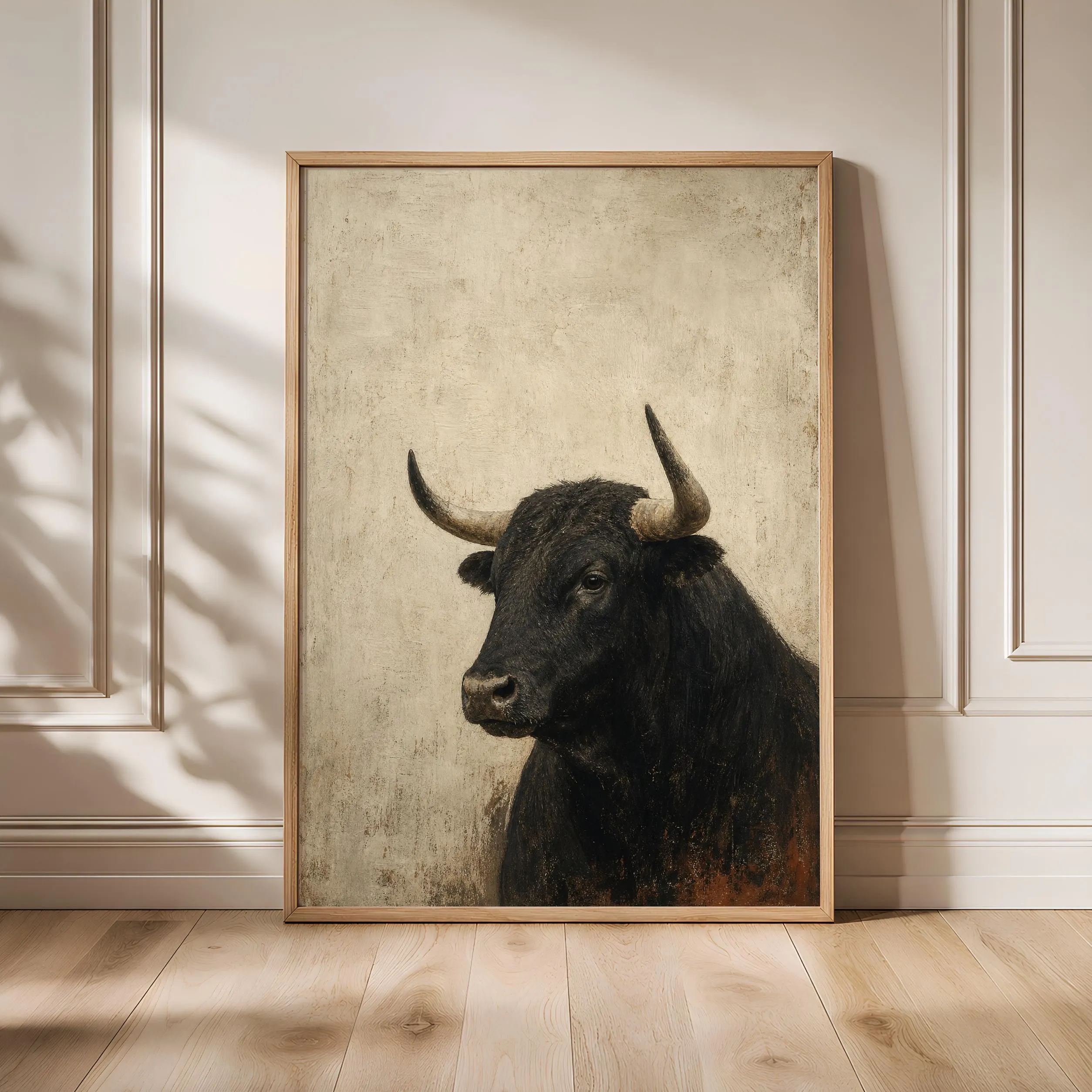 Iberian Bull Painting Print, Spanish Wildlife Wall Art, Rustic Animal Poster, Vintage Farmhouse Decor, Housewarming Gift – Calm Wall Art by Artsify