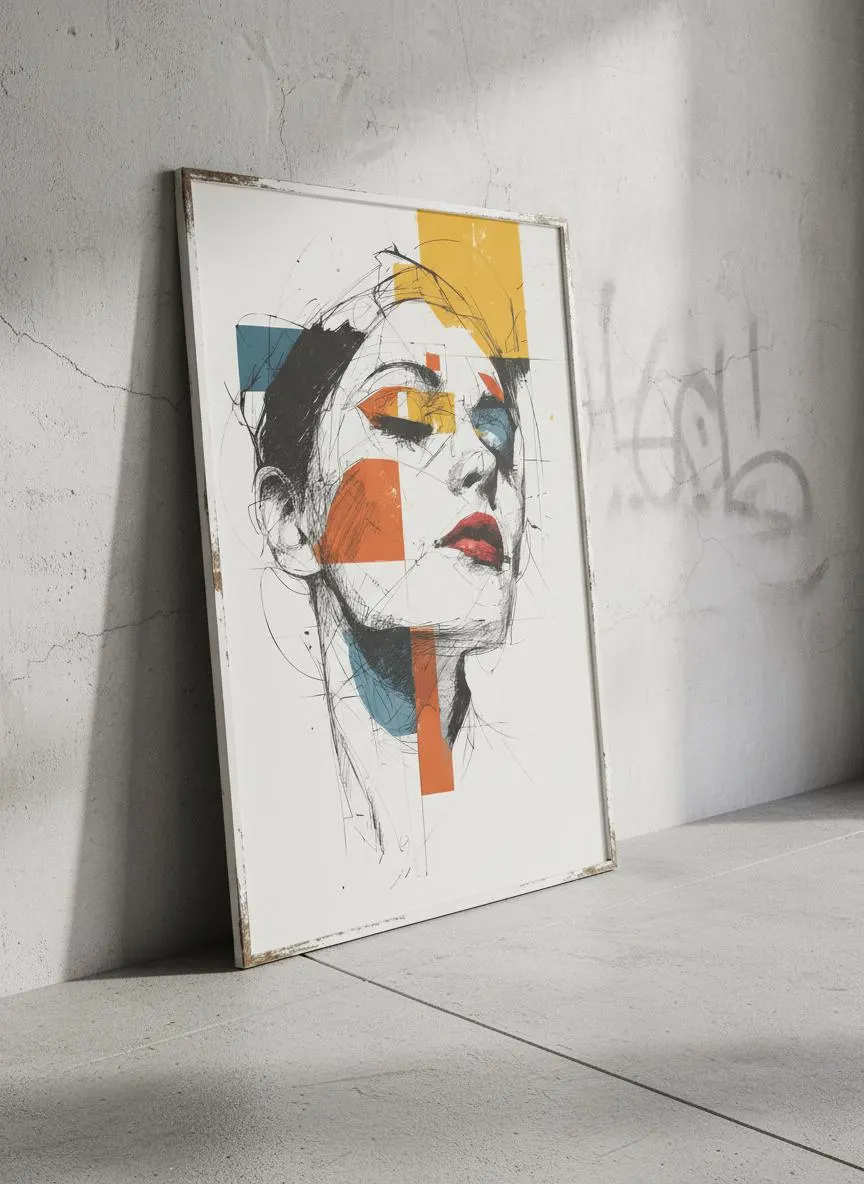 Abstract Face Art Print, Modern Geometric Portrait, Minimalist Decor – Calm Wall Art by Artsify thumbnail 4