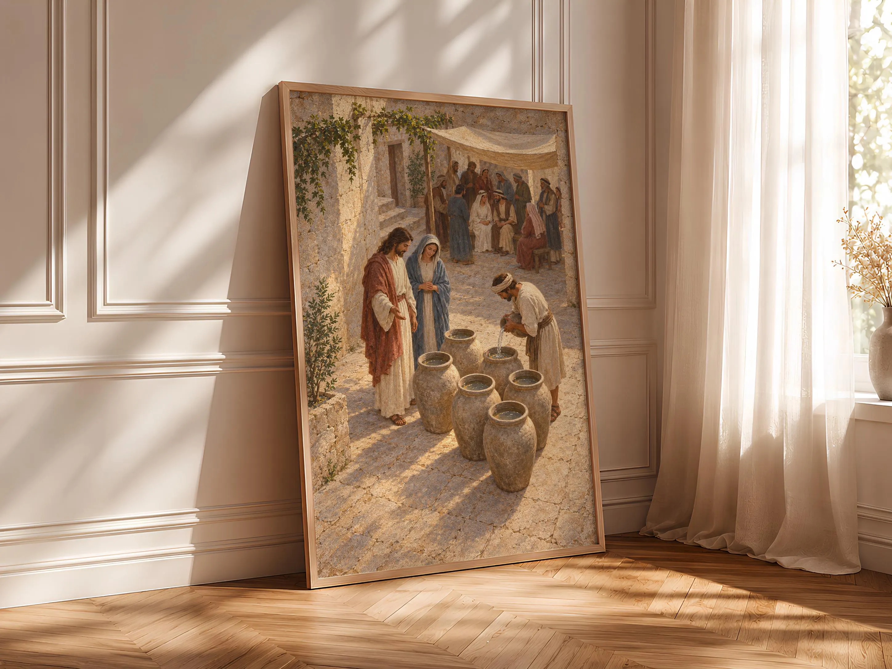 Wedding at Cana Wall Art, Jesus Water Into Wine Painting – Calm Wall Art by Artsify thumbnail 4
