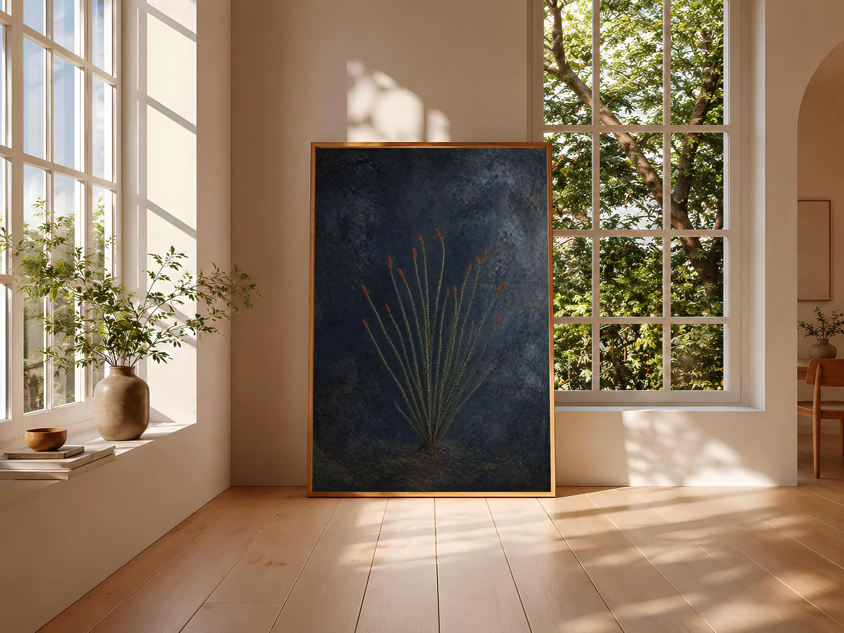 Ocotillo Wall Art, Moody Desert Botanical Fresco Print – Calm Wall Art by Artsify thumbnail 3