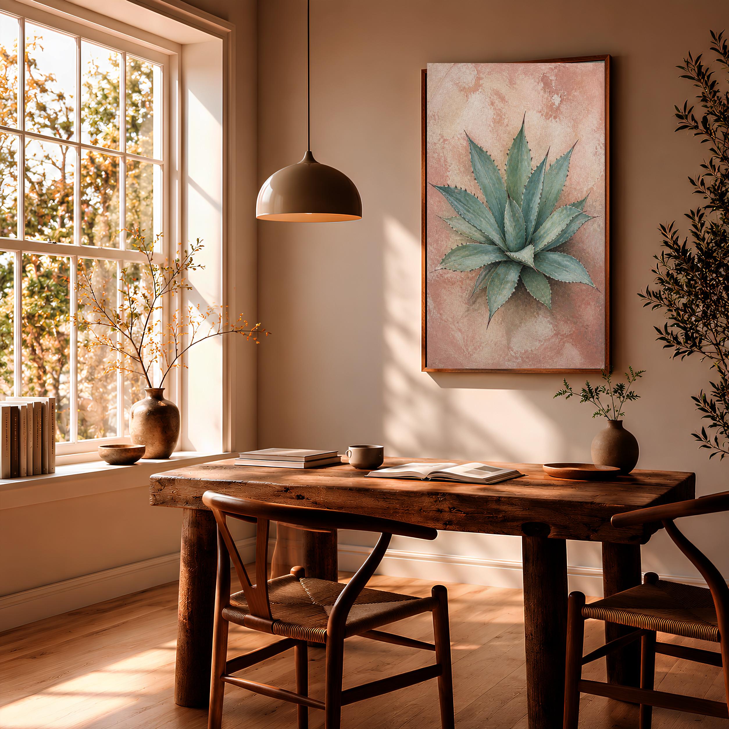 Blue Agave Wall Art, Textured Desert Botanical Painting Print – Calm Wall Art by Artsify thumbnail 2