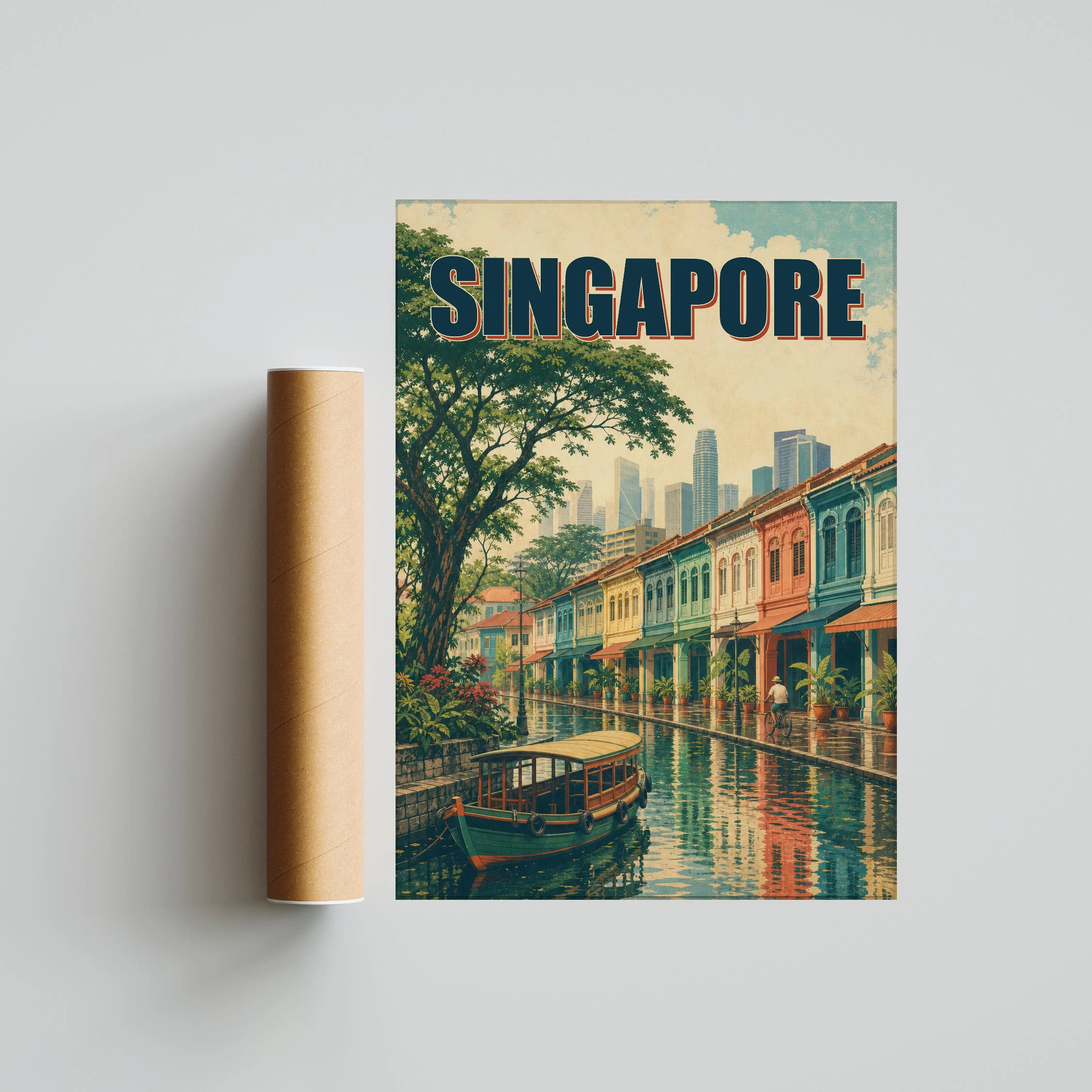 Singapore Travel Poster Print, Vintage Skyline Wall Art, Bold Typography Poster, City Name Wall Decor, Housewarming Gift – Calm Wall Art by Artsify thumbnail 5