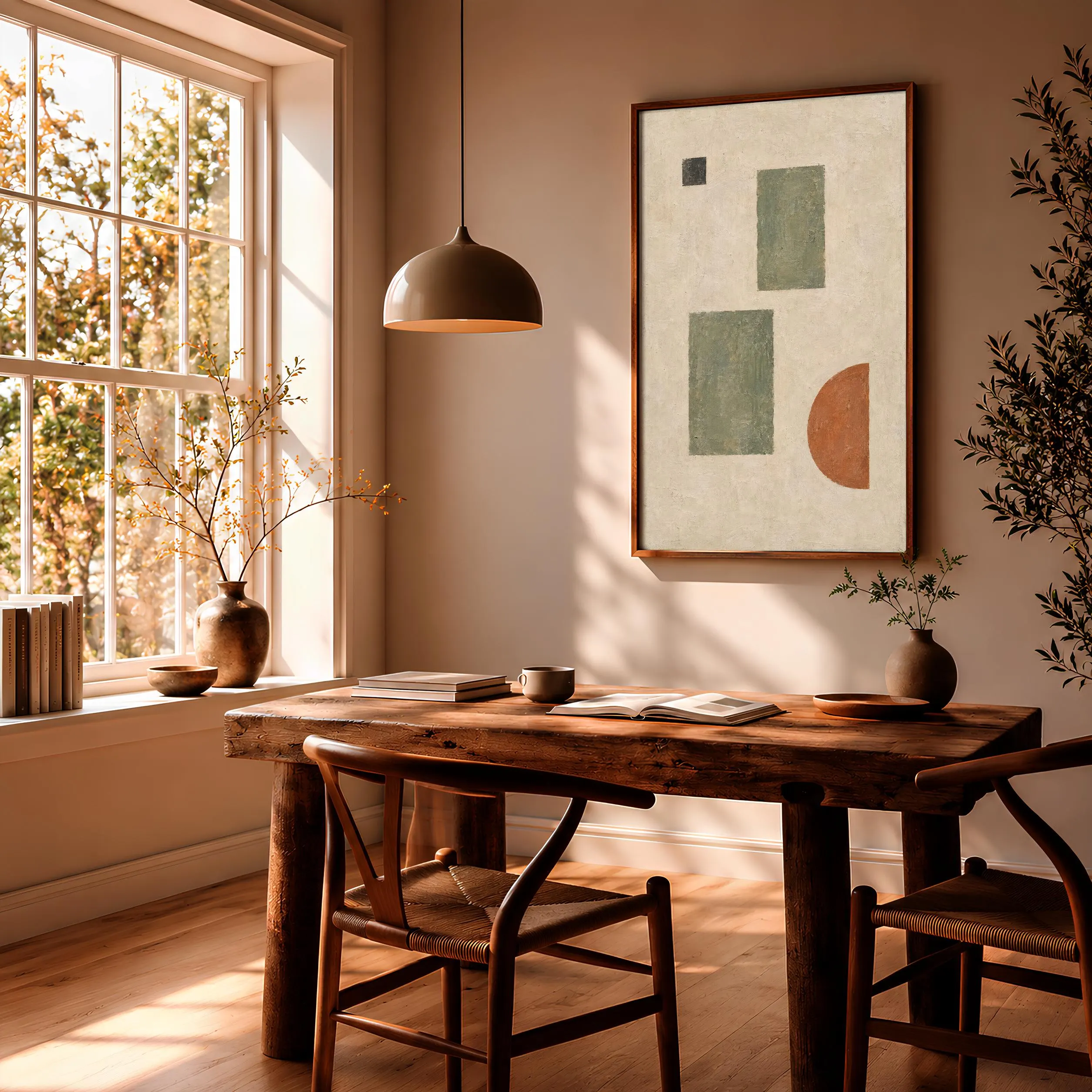 Sage and Terracotta Wall Art, Balanced Shapes Abstract Print – Calm Wall Art by Artsify thumbnail 2