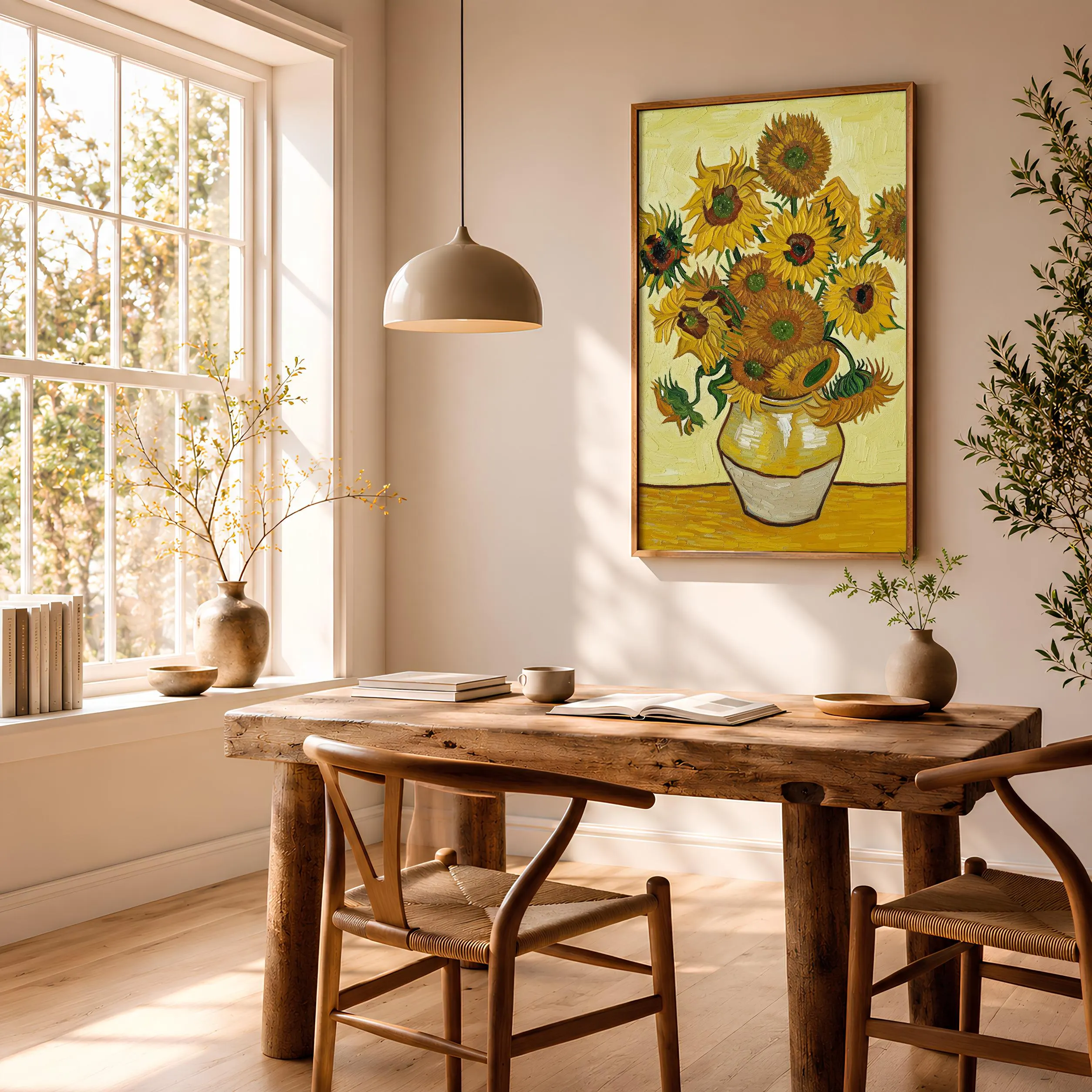 Van Gogh Style Sunflower Print, Post Impressionist Still Life Poster, Warm Yellow Wall Art, Kitchen Decor, Housewarming Gift – Calm Wall Art by Artsify thumbnail 2