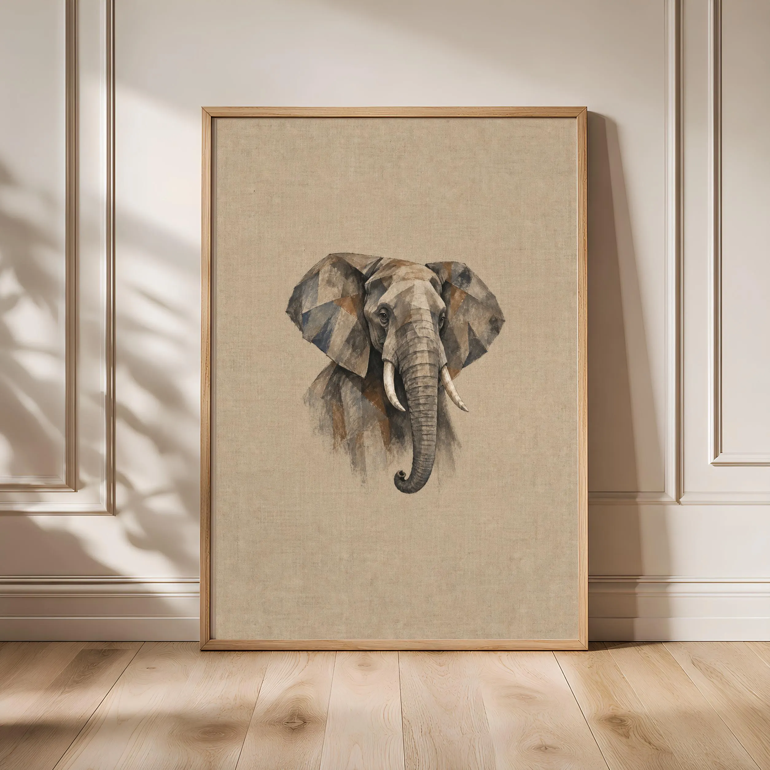Cubist Elephant Wall Art, Abstract Geometric Wildlife Portrait, Modern Safari Decor – Calm Wall Art by Artsify