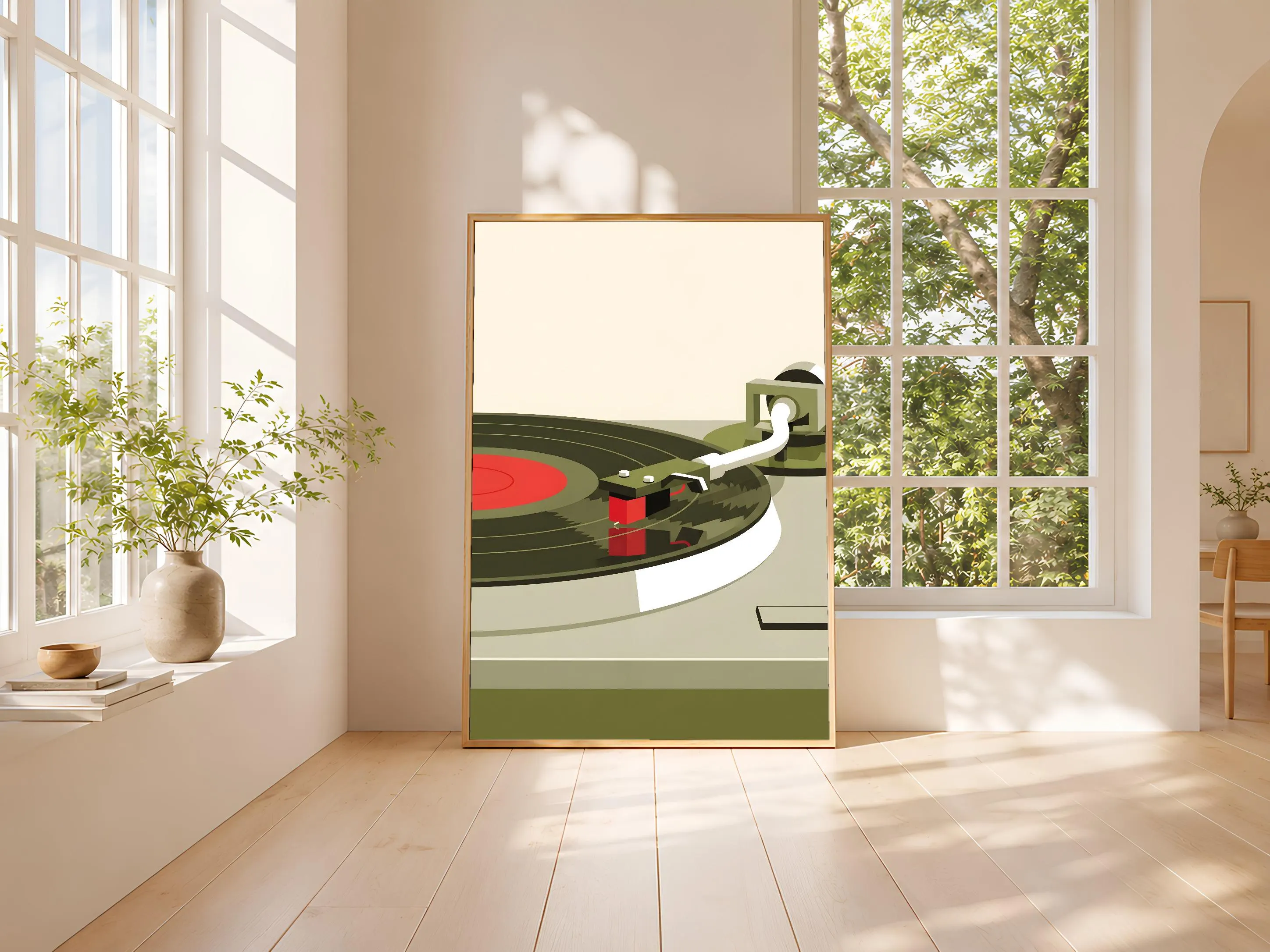 Turntable Needle Print, Japandi Vinyl Macro Poster, Red Record Wall Art, Studio Office Decor, Housewarming Gift – Calm Wall Art by Artsify thumbnail 3