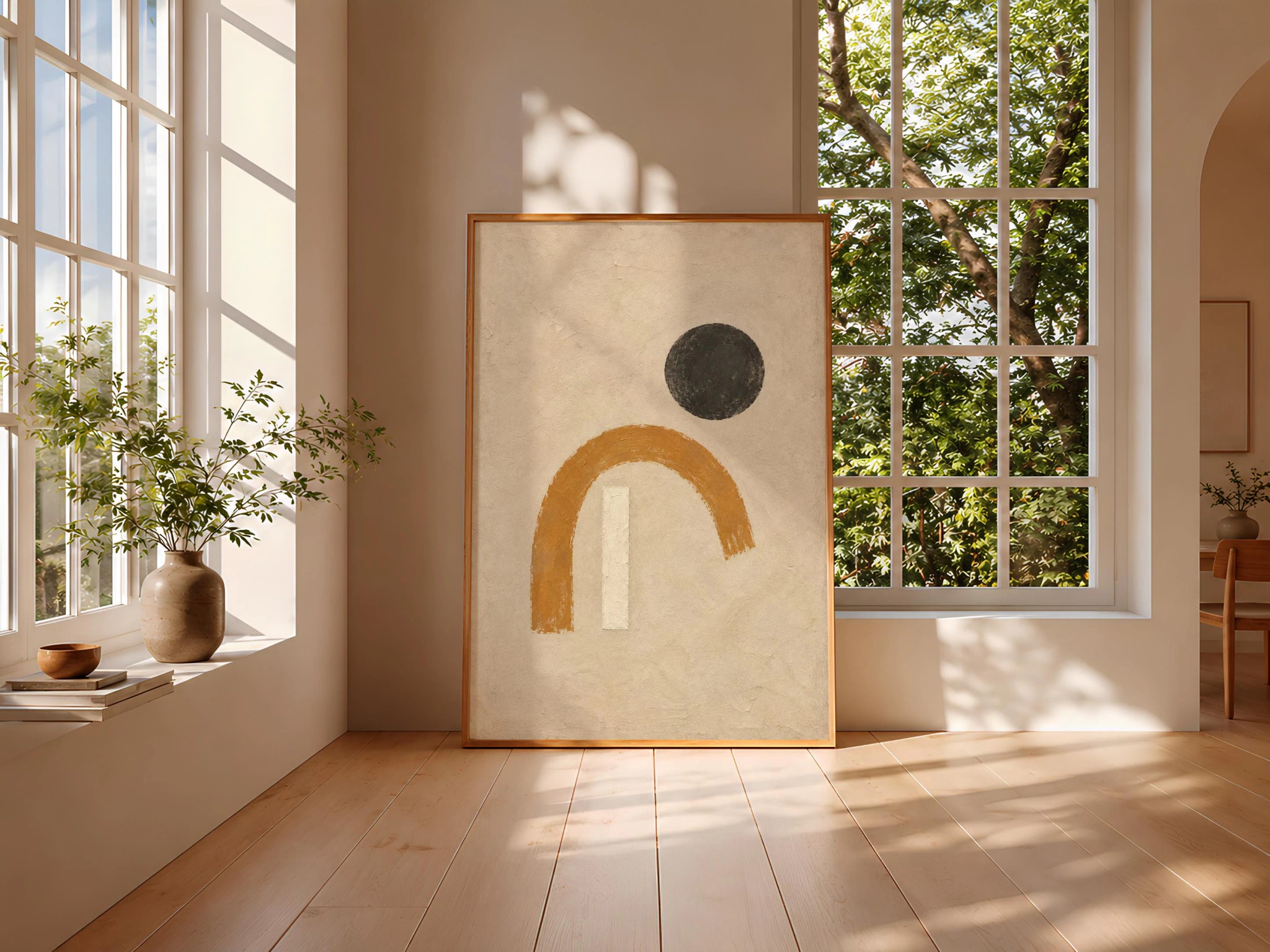 Ochre Arch Wall Art, Modernist Plaster Abstract Print – Calm Wall Art by Artsify thumbnail 3