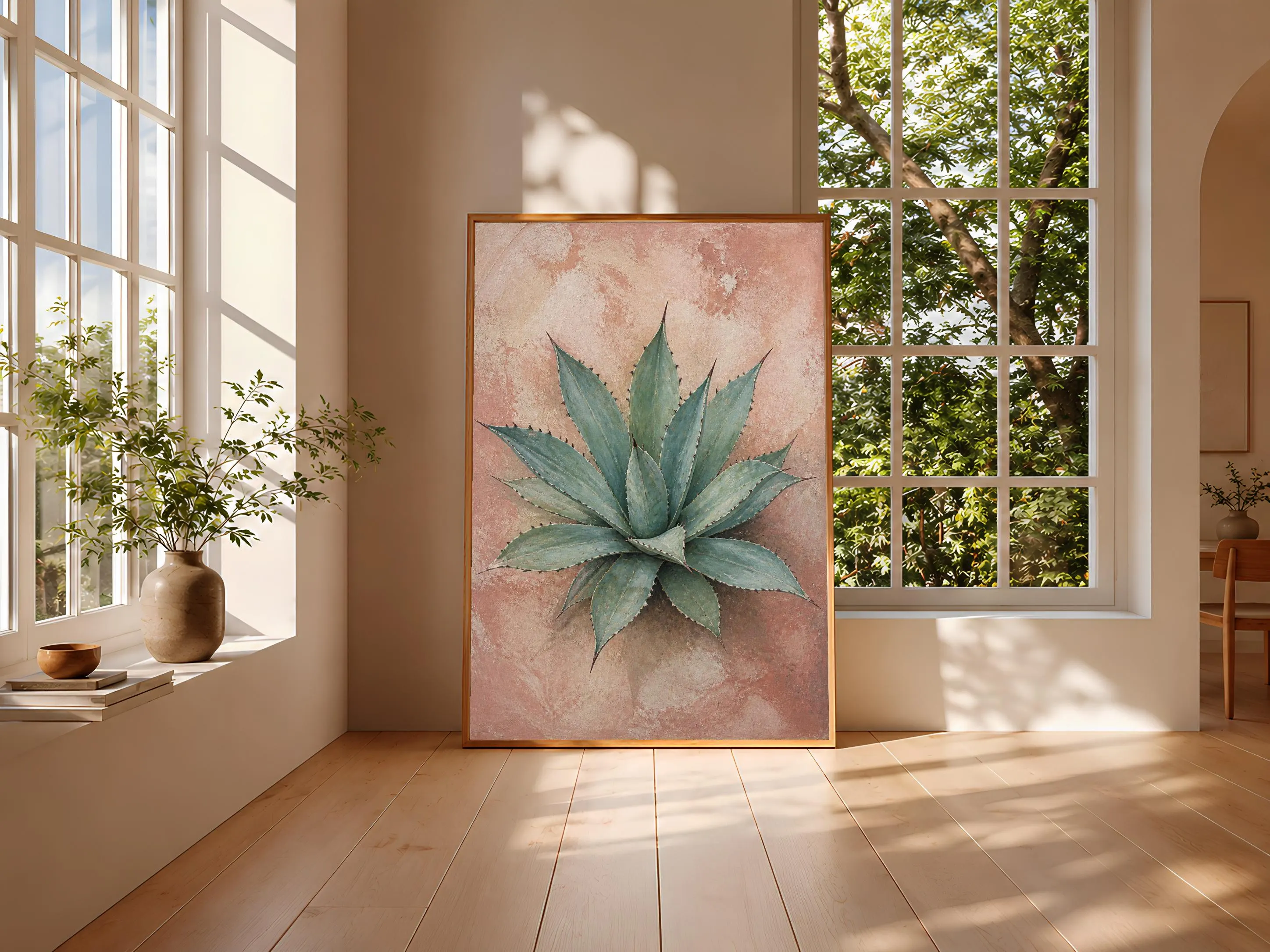 Blue Agave Wall Art, Textured Desert Botanical Painting Print – Calm Wall Art by Artsify thumbnail 3