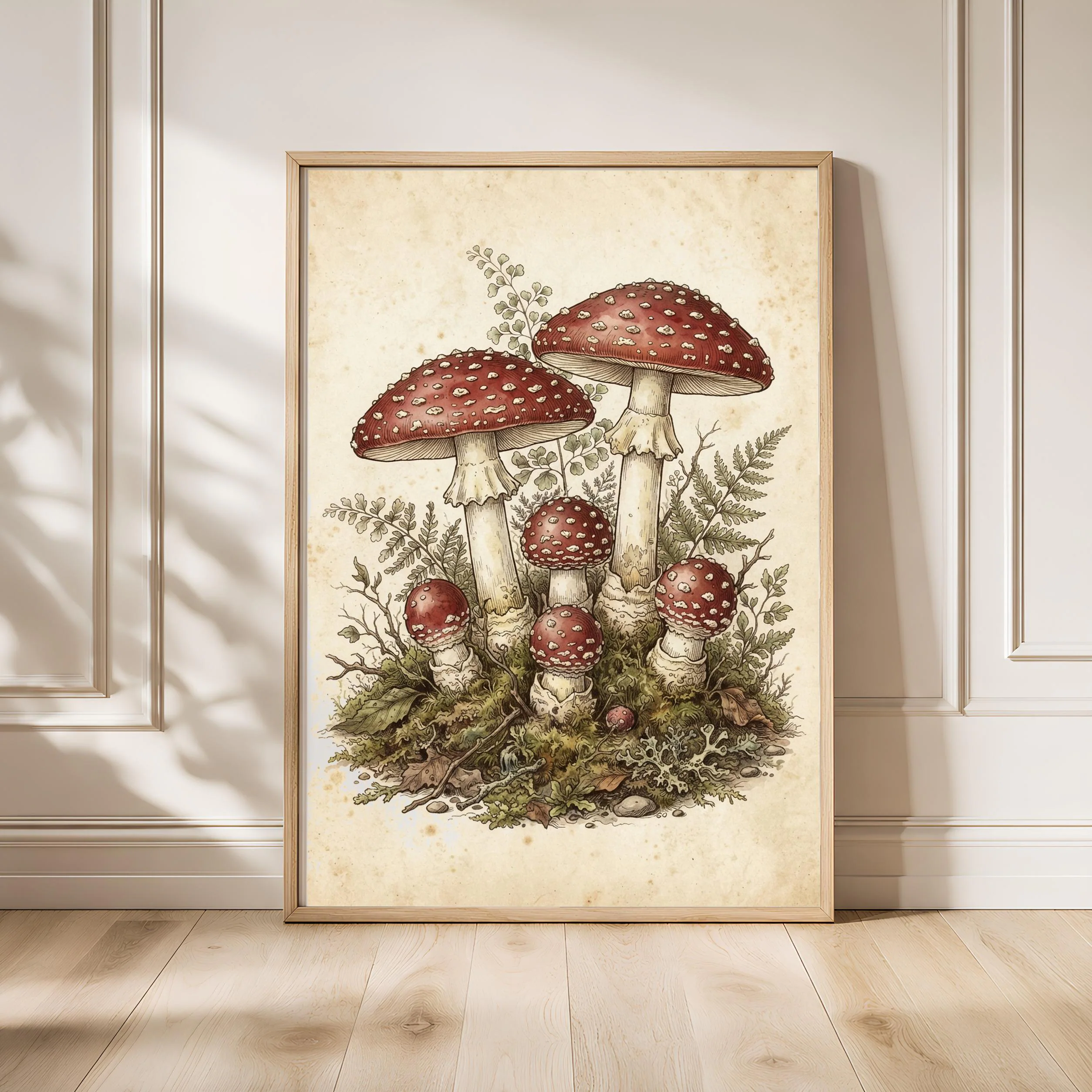Fly Agaric Mushroom Print, Vintage Botanical Poster, Red Wall Art, Cottagecore Decor, Housewarming Gift – Calm Wall Art by Artsify - Image 1