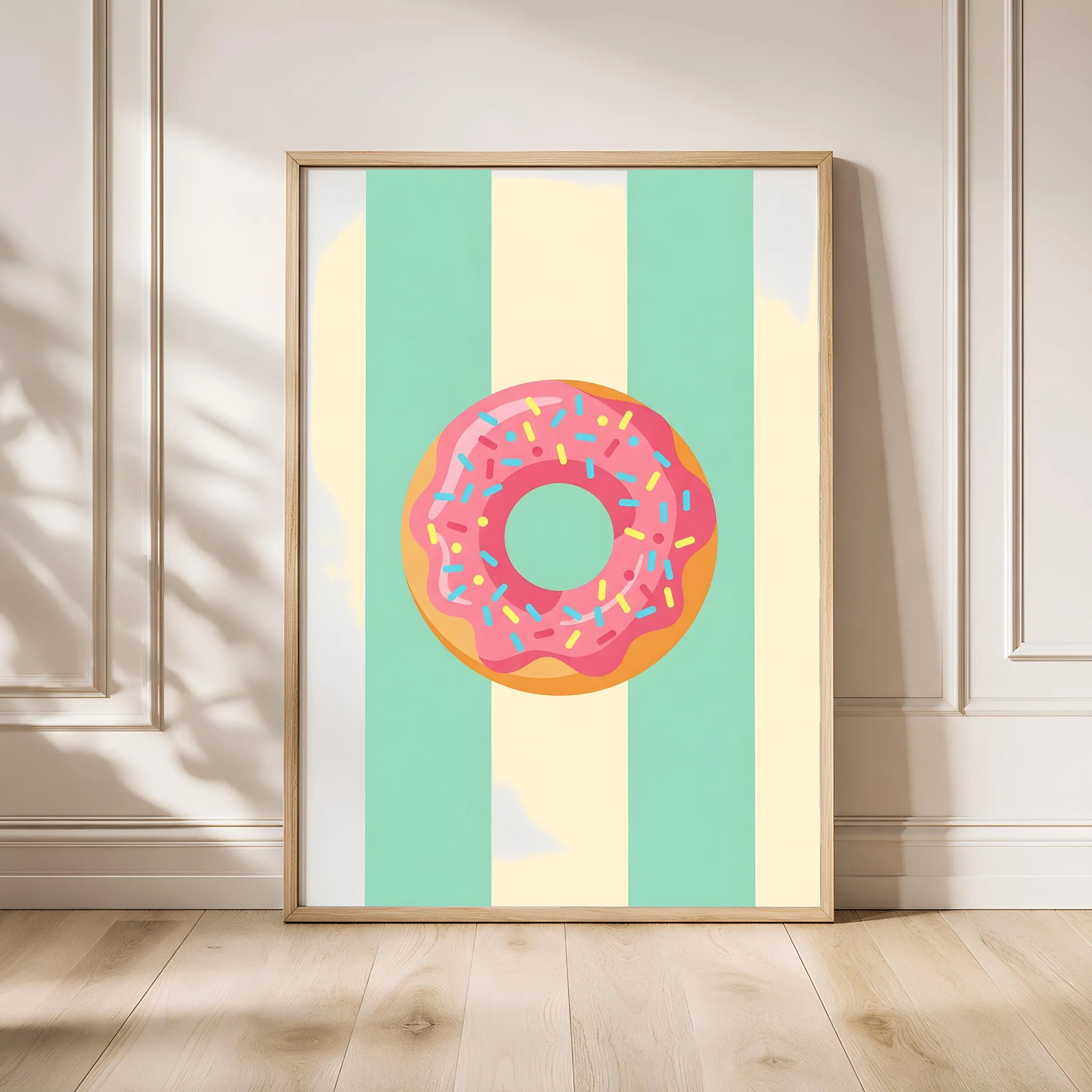 Retro Donut Print, Vintage Bakery Poster, Mid Century Kitchen Wall Art, Sweet Treat Decor, Housewarming Gift – Calm Wall Art by Artsify - Image 1