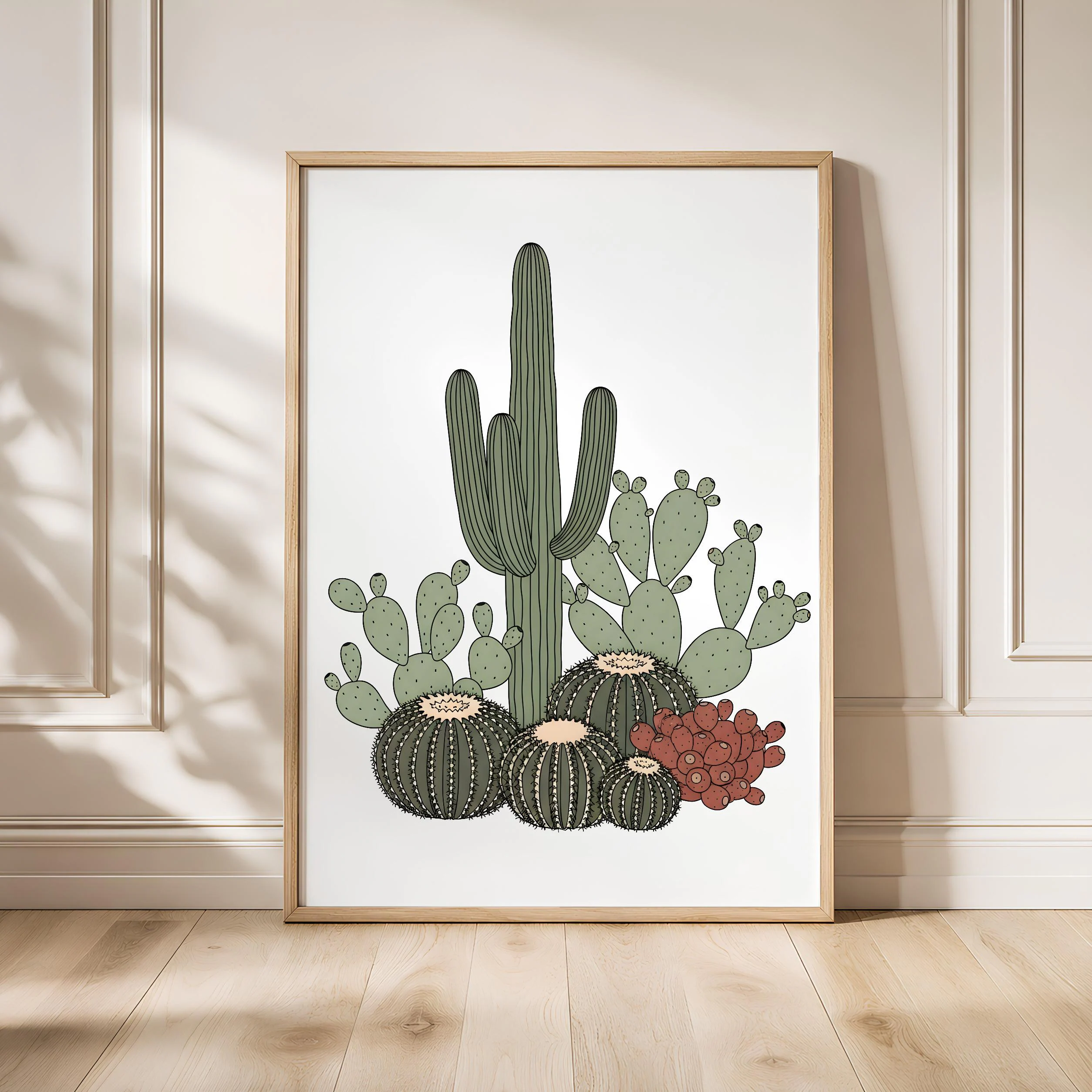 Desert Cactus Garden Print, Botanical Southwestern Poster, Boho Plant Wall Art, Living Room Decor, Housewarming Gift – Calm Wall Art by Artsify - Image 1