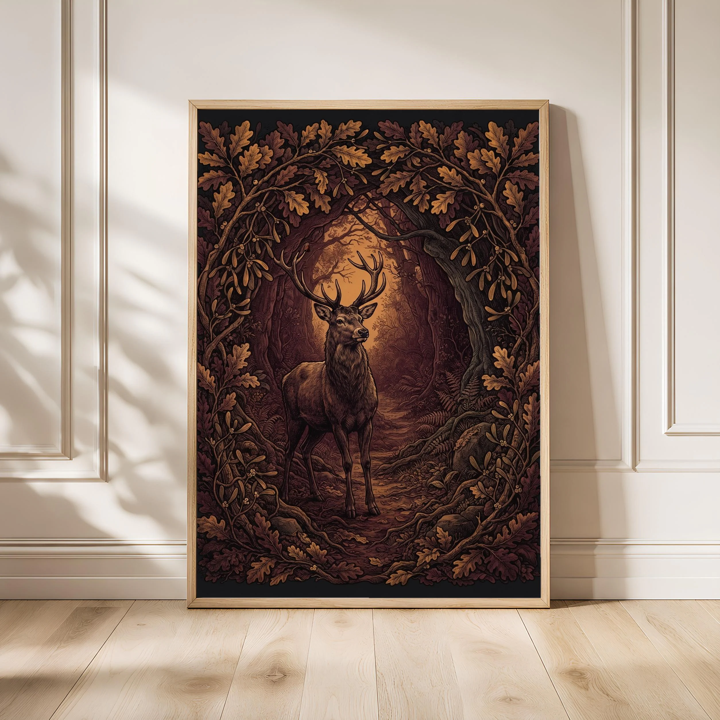 William Morris Stag Print, Woodland Animal Wall Art, Arts and Crafts Forest Poster, Cottagecore Wildlife Decor, Housewarming Gift – Calm Wall Art by Artsify - Image 1