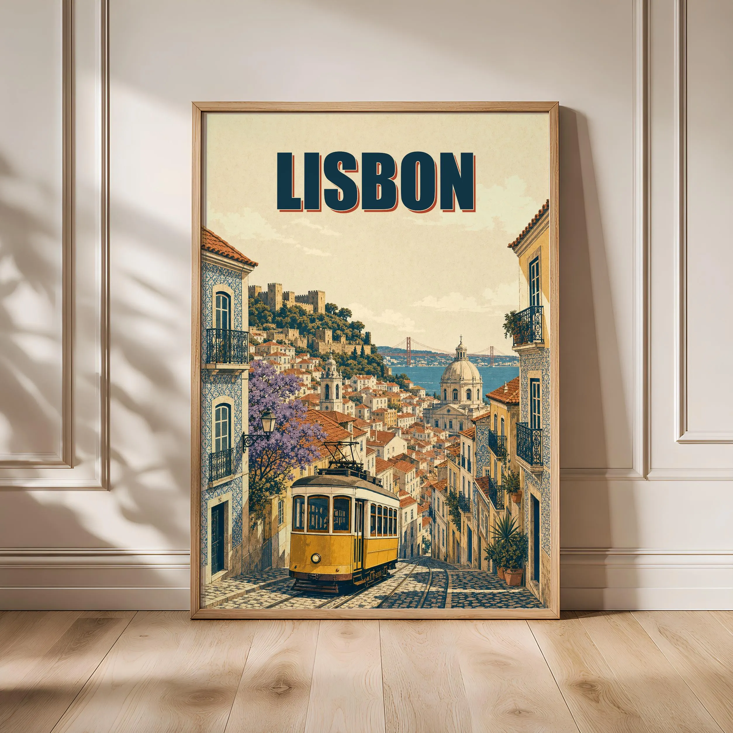 Lisbon Travel Poster Print, Vintage Skyline Wall Art, Bold Typography Poster, City Name Wall Decor, Housewarming Gift – Calm Wall Art by Artsify - Image 1