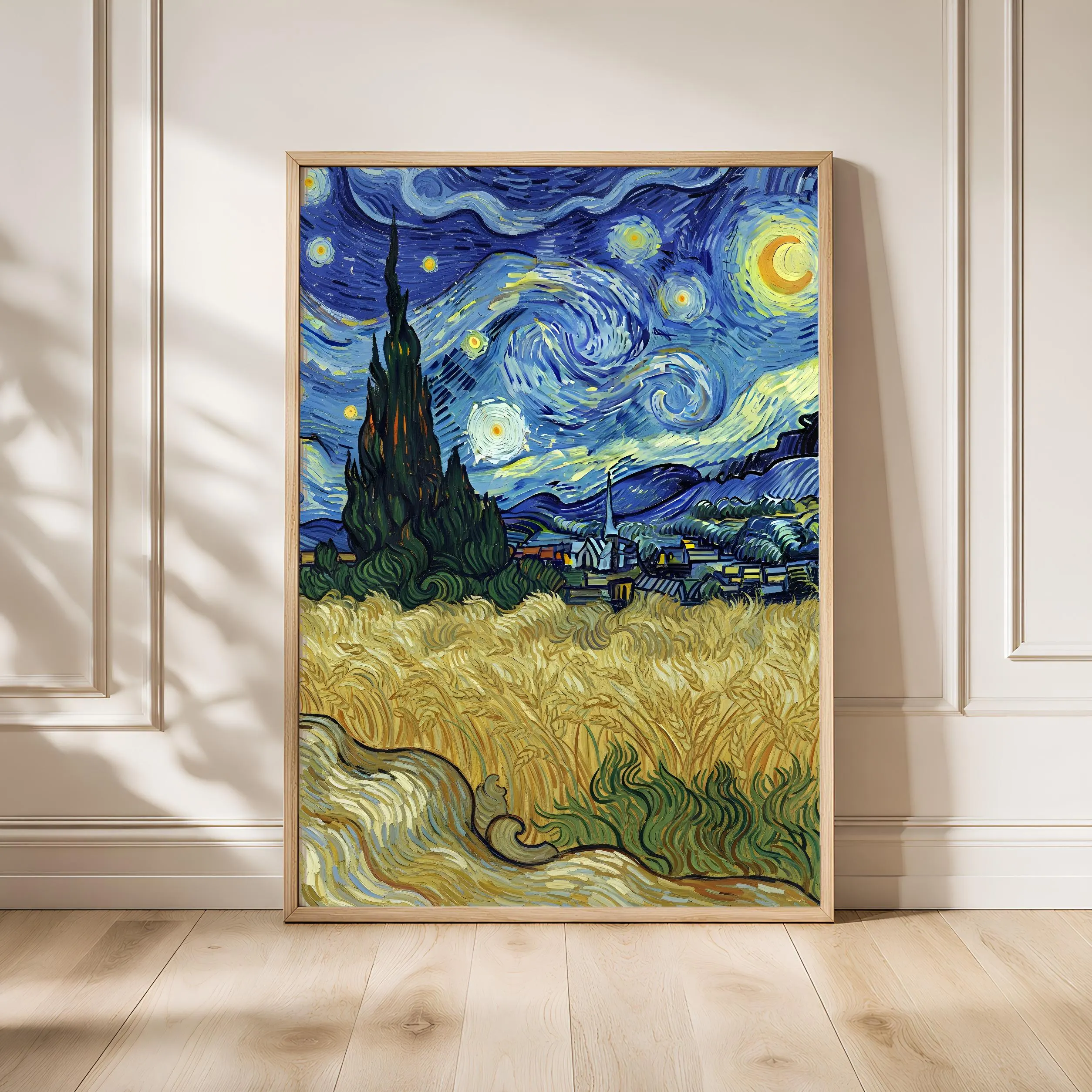 Van Gogh Style Cypress Print, Post Impressionist Twilight Poster, Swirling Sky Wall Art, Office Decor, Housewarming Gift – Calm Wall Art by Artsify - Image 1
