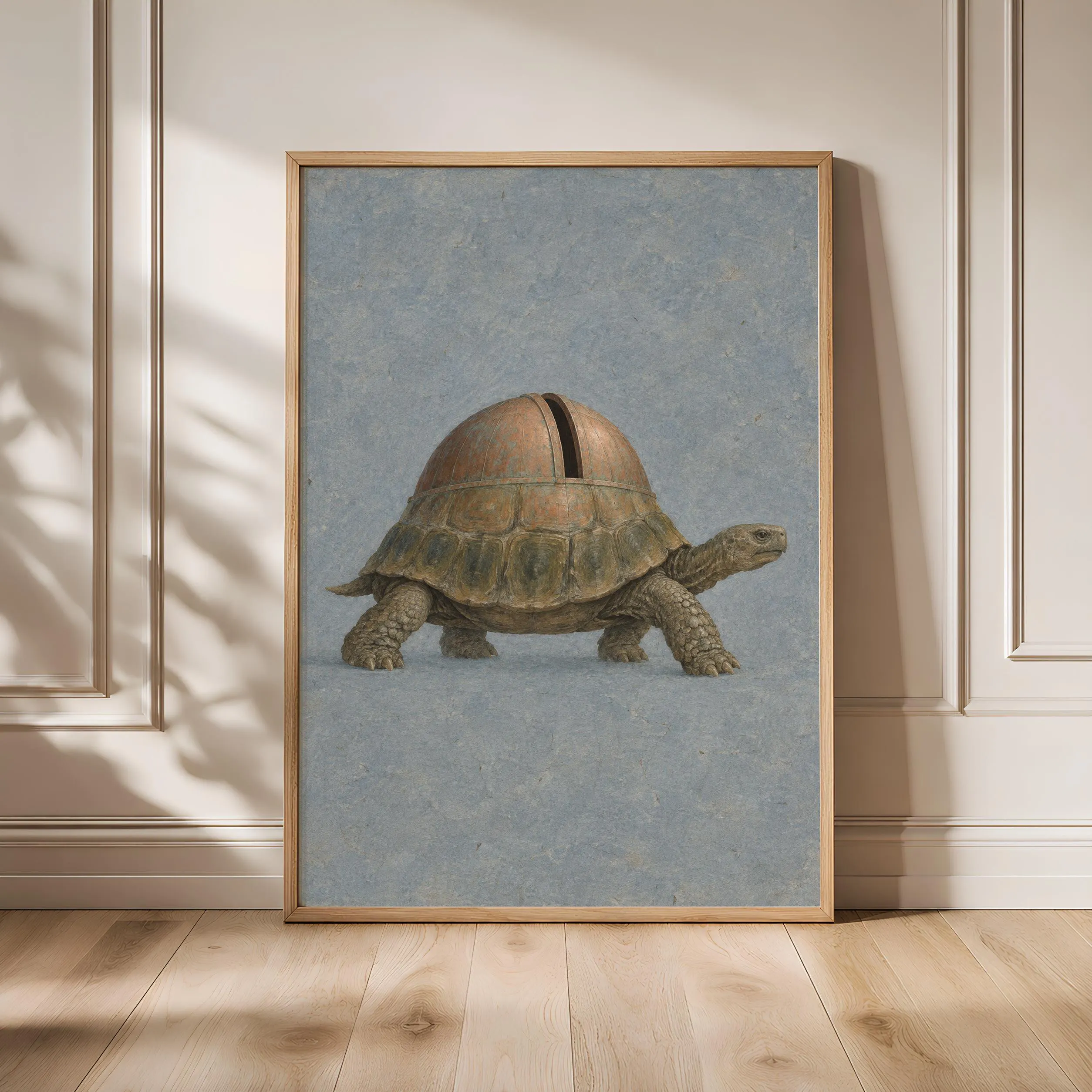 Tortoise Observatory Wall Art, Minimal Surreal Animal Poster – Calm Wall Art by Artsify - Image 1