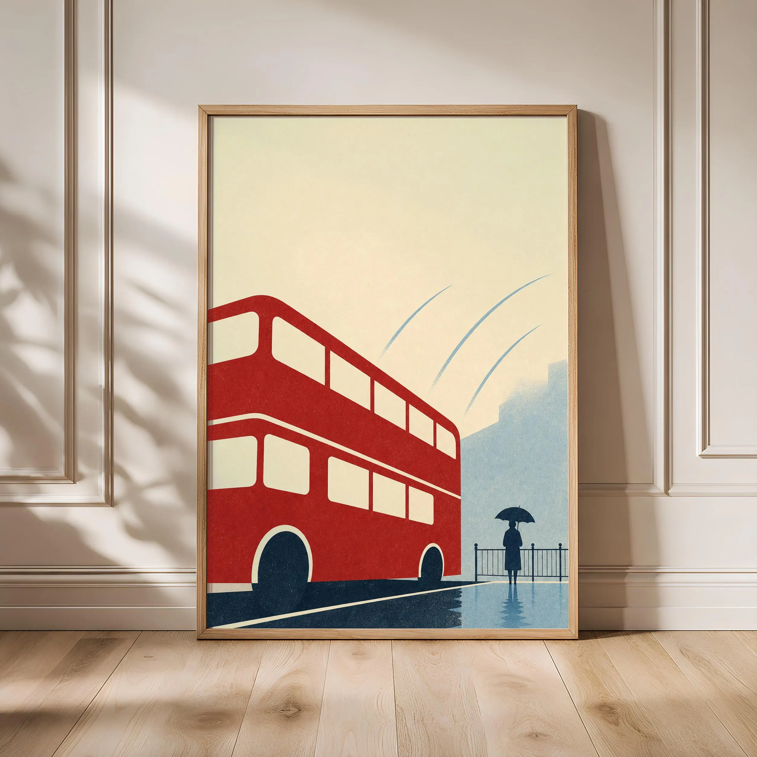 London Bus Poster Print, Minimalist Travel Wall Art, Vintage City Poster, British Wall Decor, Housewarming Gift – Calm Wall Art by Artsify - Image 1